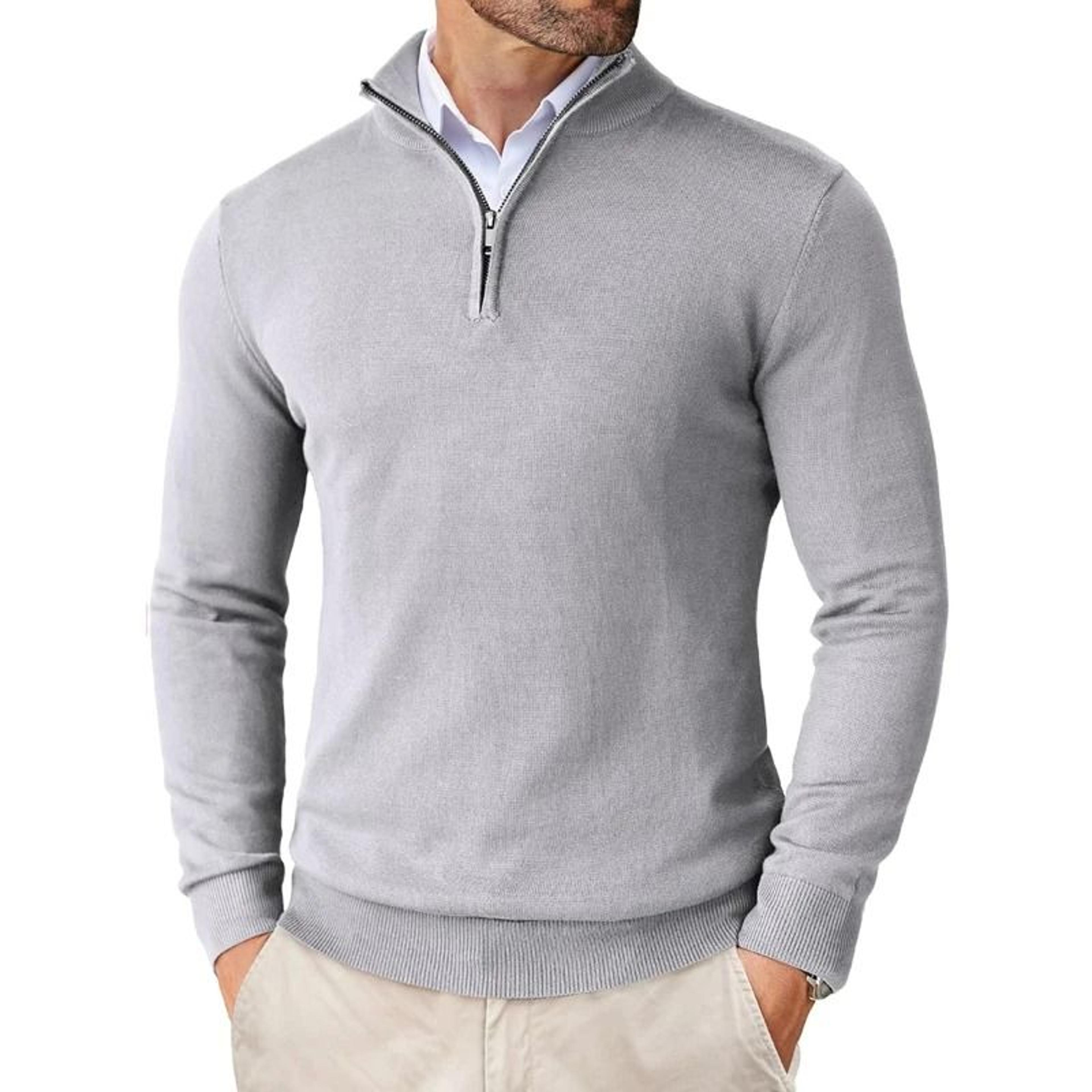 Mens Quarter Zip Mock Neck Slim Fit Lightweight Pullover Sweater 12