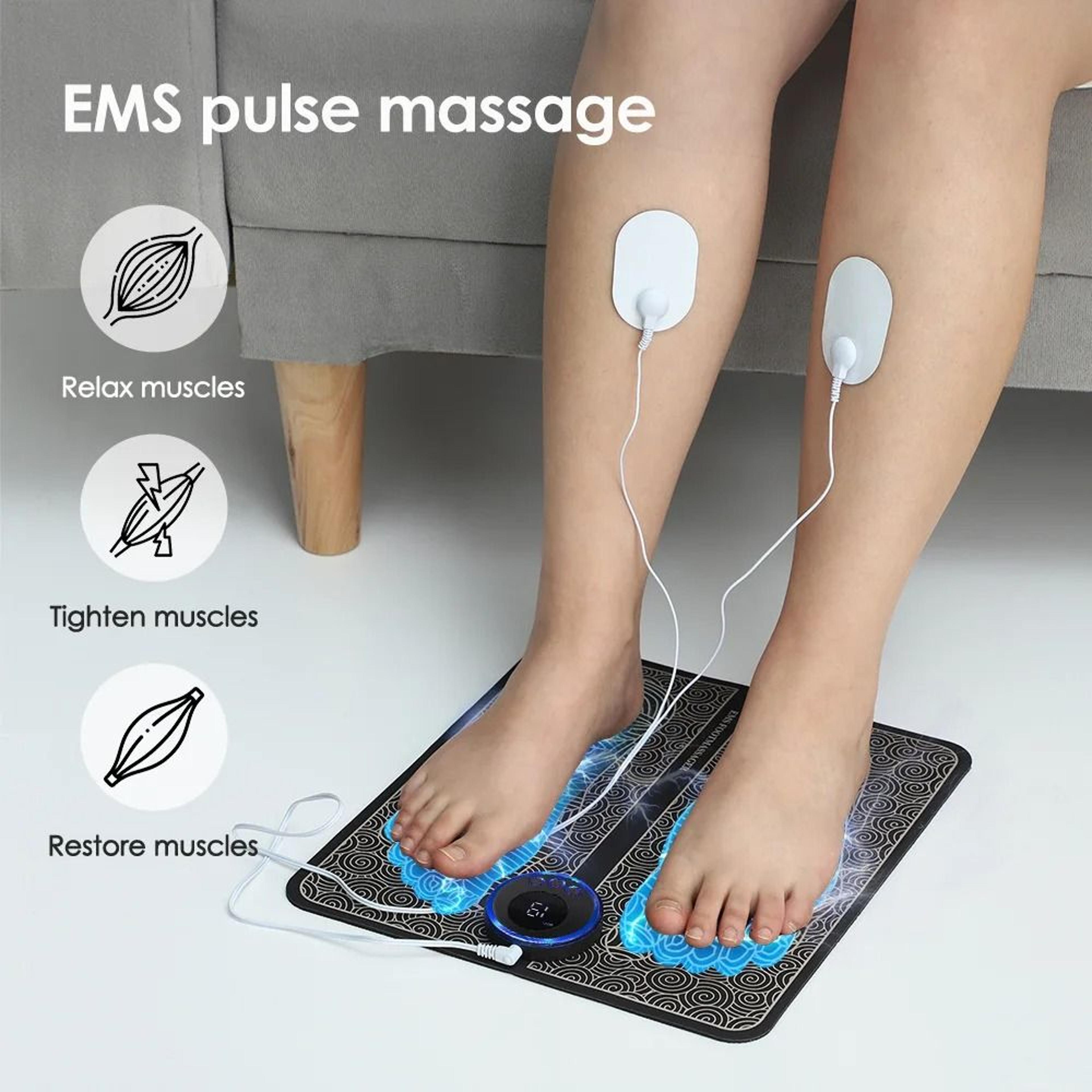 ems foot massager pad with electric muscle stimulation and acupoint therapy