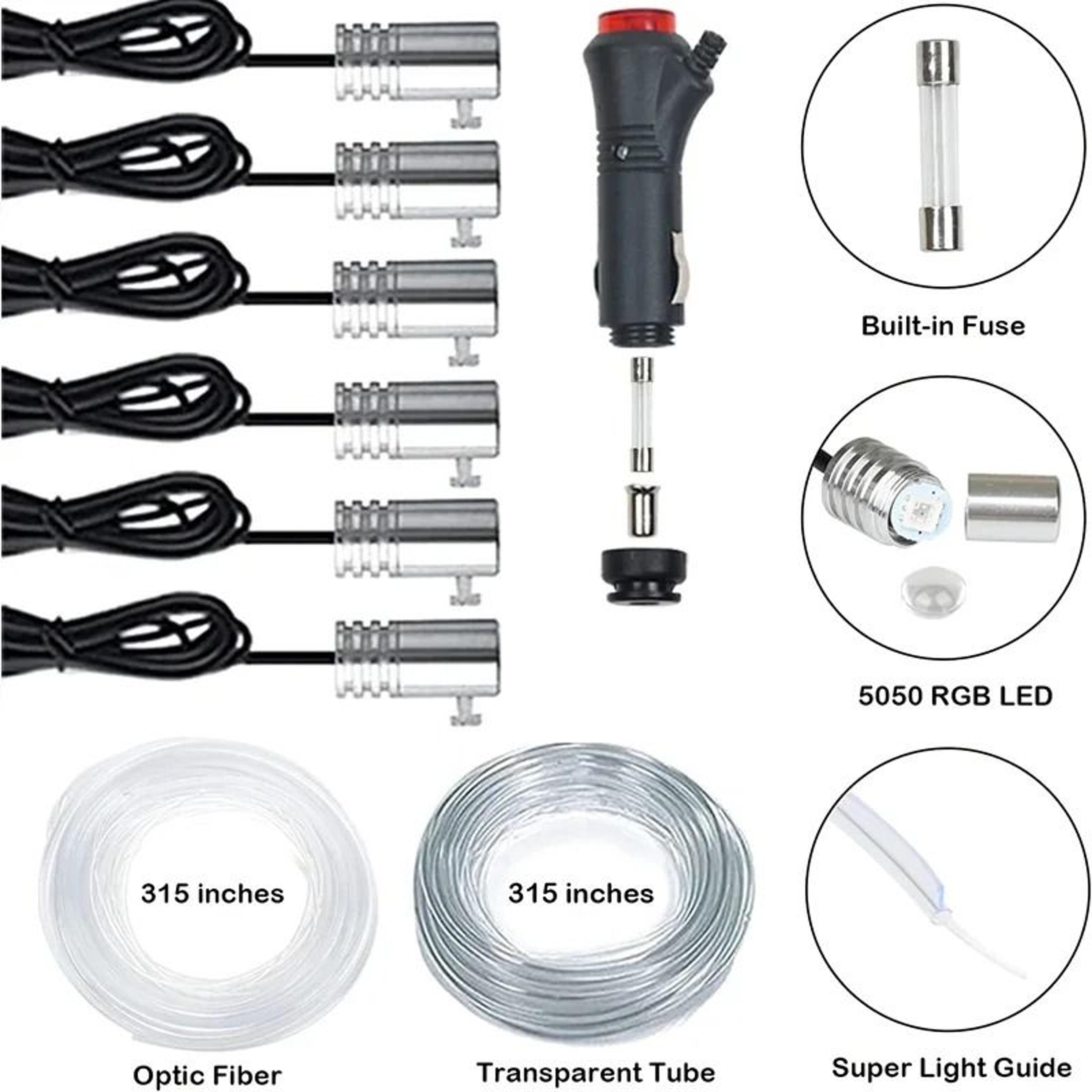 Flexible EL Wire Car Interior RGB LED Strip Lights With App Control 3
