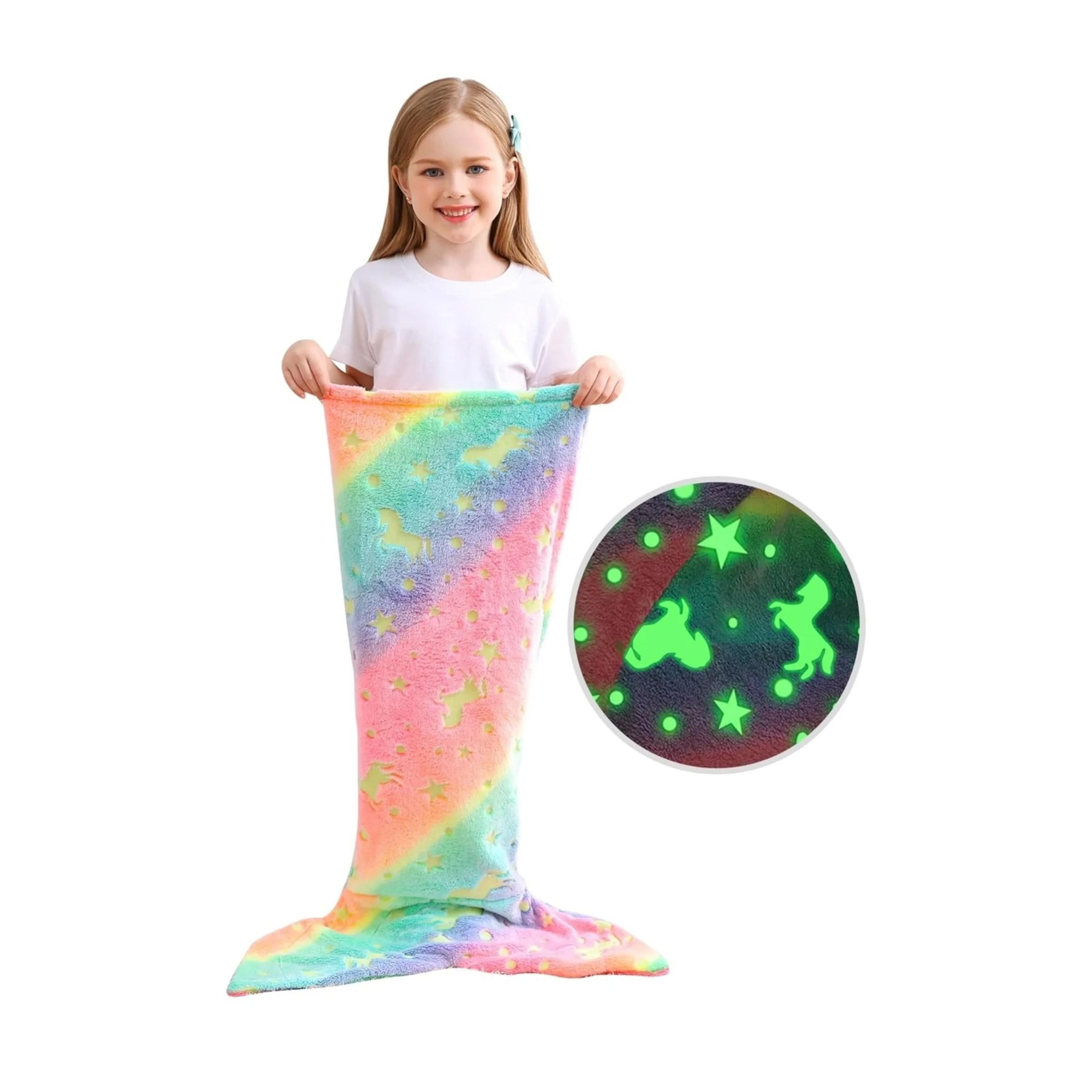 Glow In The Dark Mermaid Tail Blanket For Girls  Super Soft Flannel 9