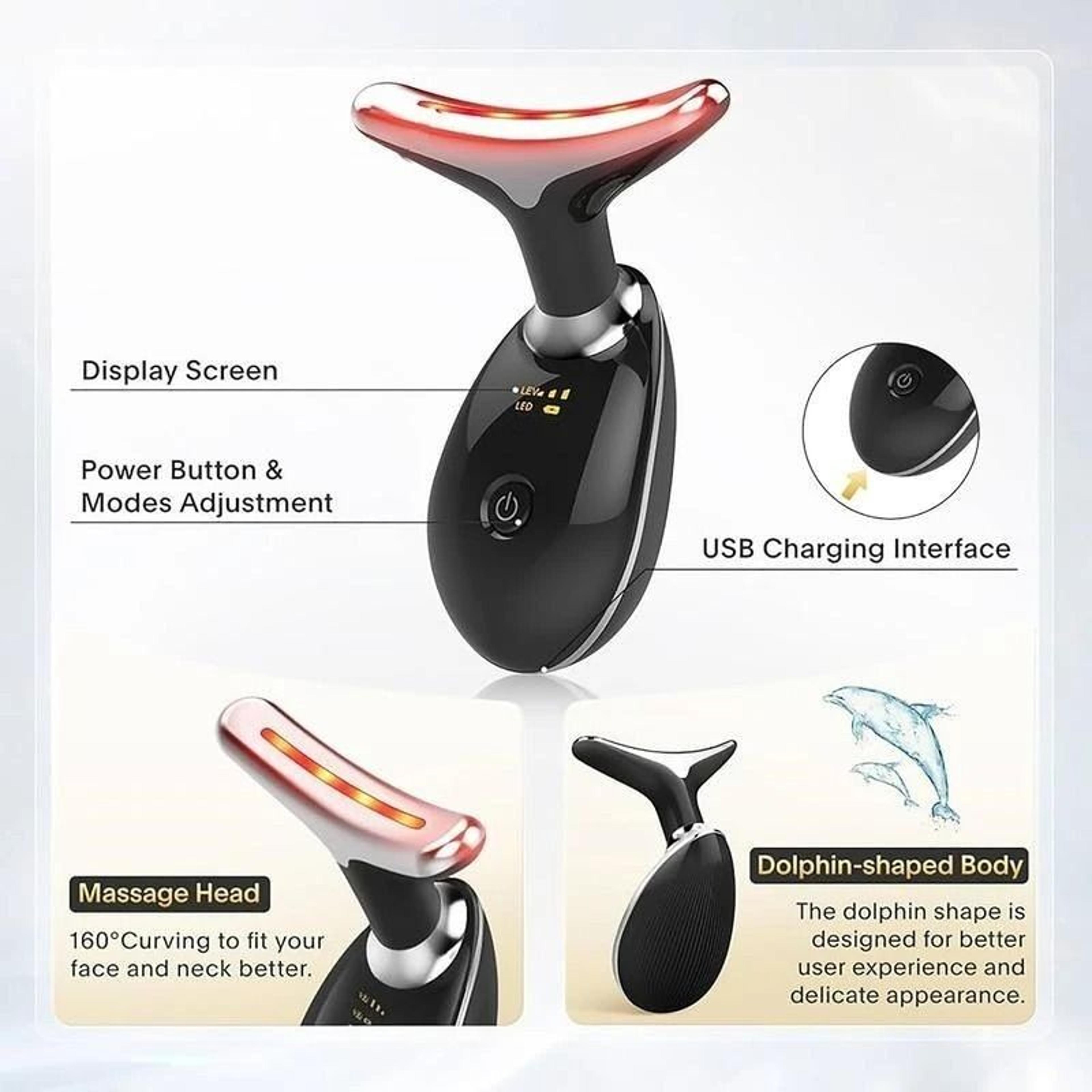 7 LED Color Neck And Face Massager Portable Beauty Device With Vibration And USB Charging 4