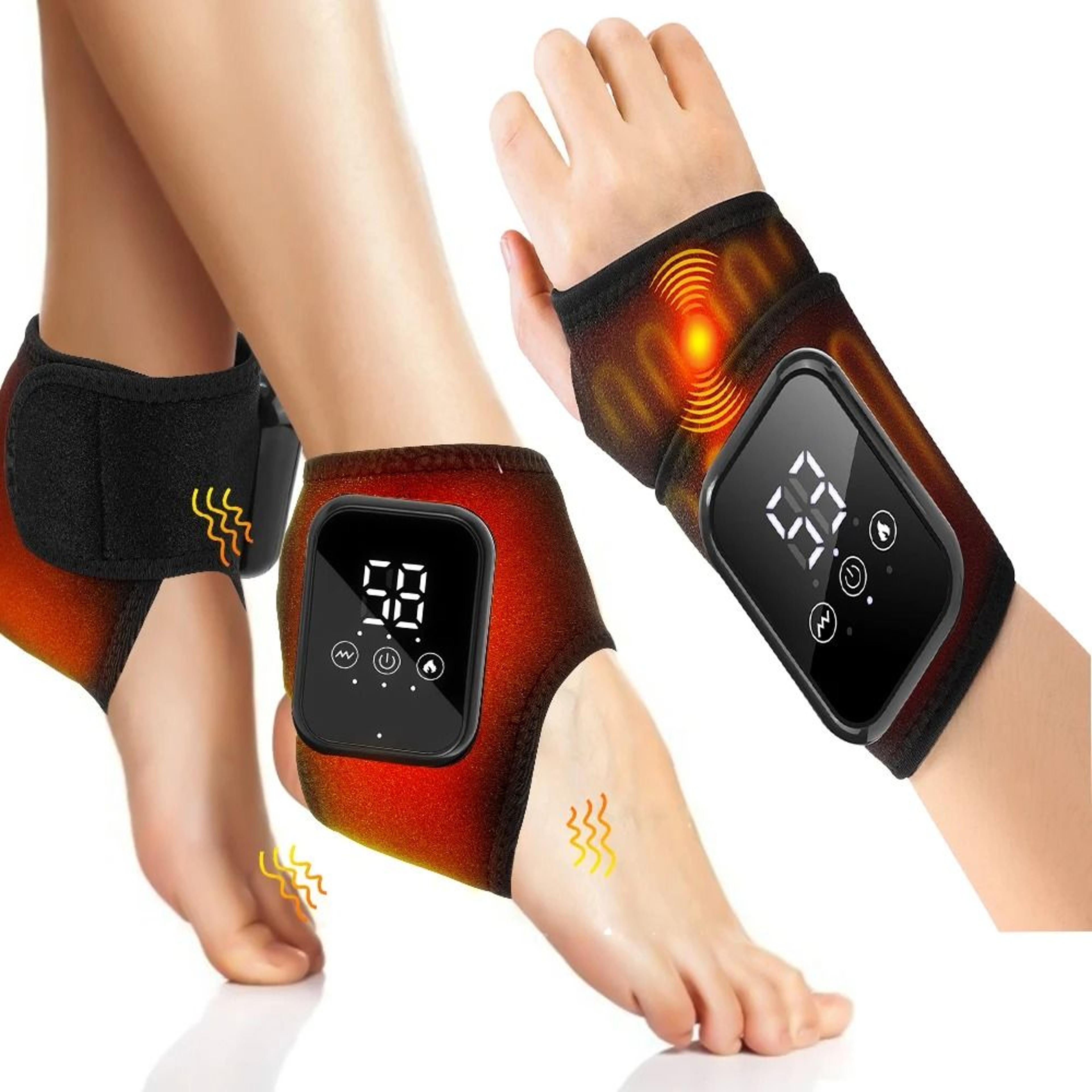 electric ankle brace with heat compression and vibration massage therapy