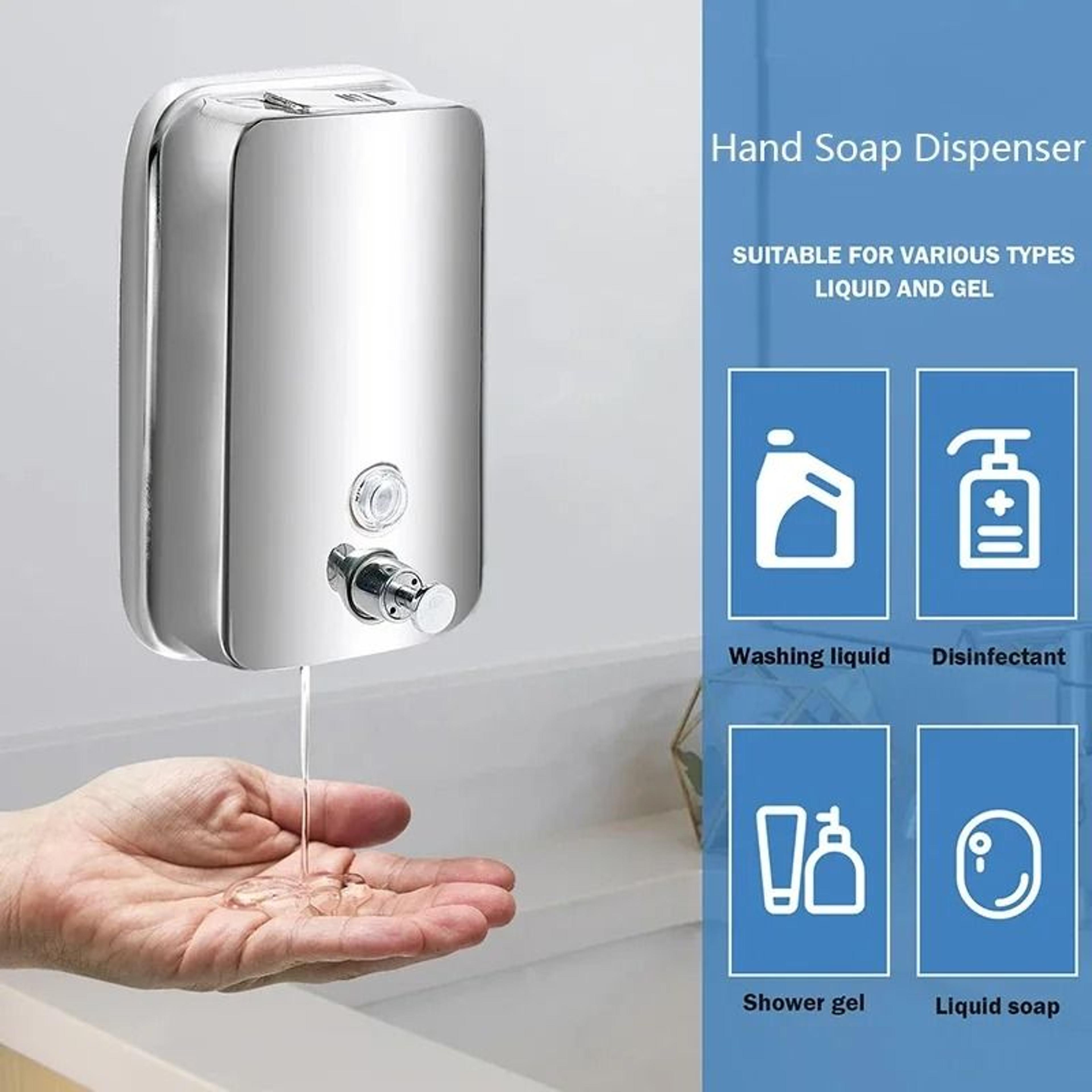 wall mounted stainless steel soap and shampoo dispenser