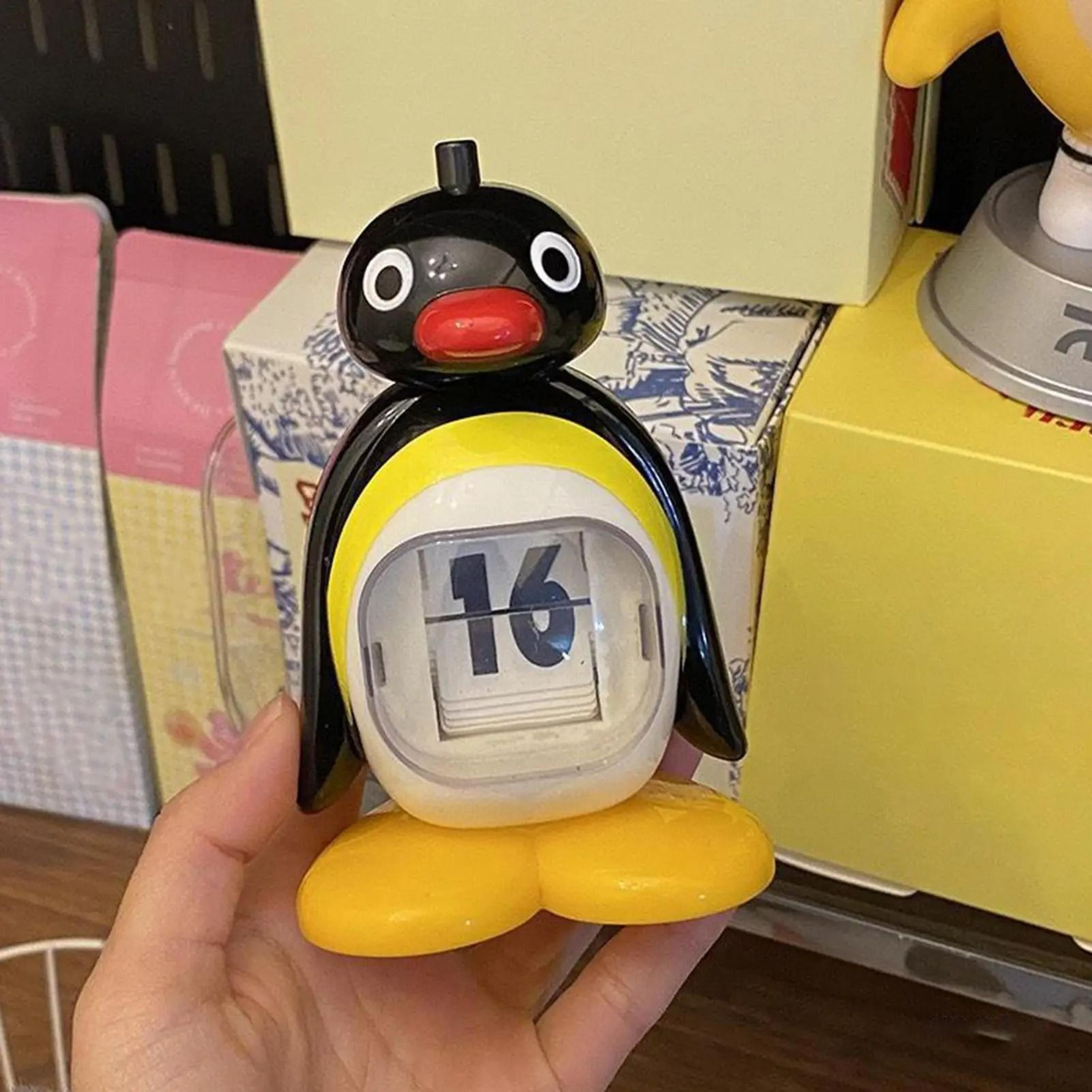 Retro Penguin Perpetual Calendar Decorative Desktop Ornament 1