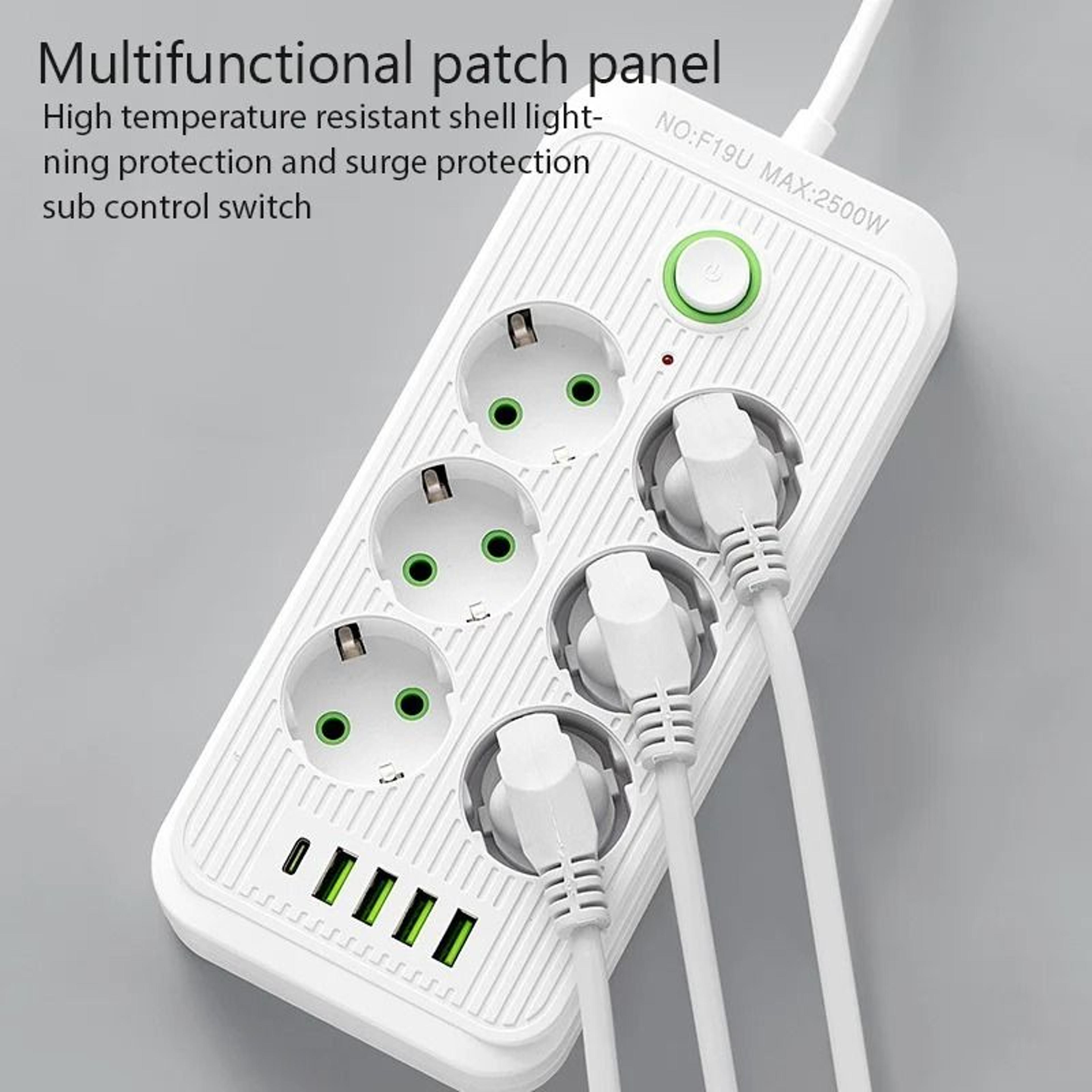 power strip extension cord with usb and type c ports for smart home and office use