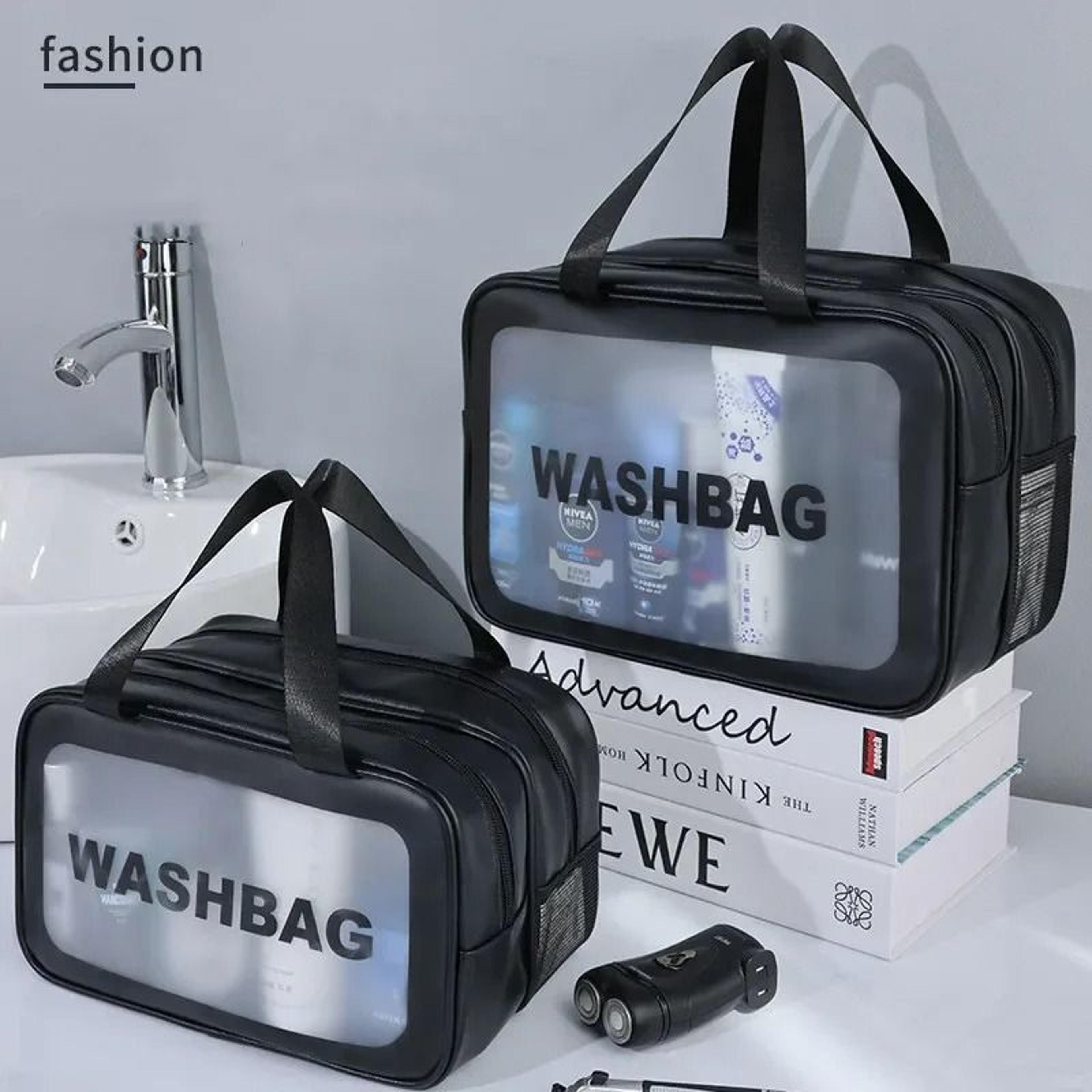 dry wet separation transparent makeup bag – portable pu travel cosmetic organizer