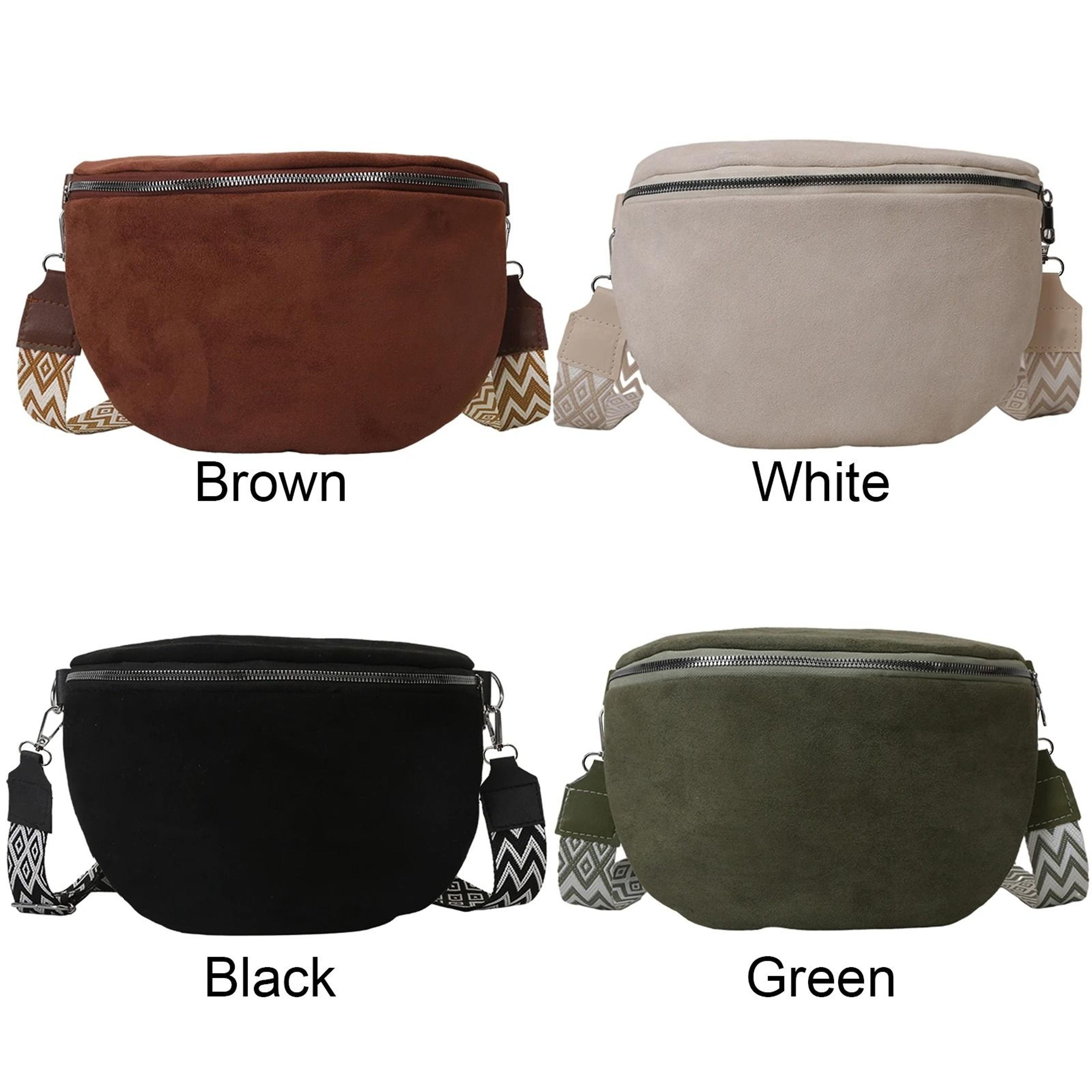 Fashion Suede Women Waist Bag Retro Half Moon Chest Bag With Wide Strap 4