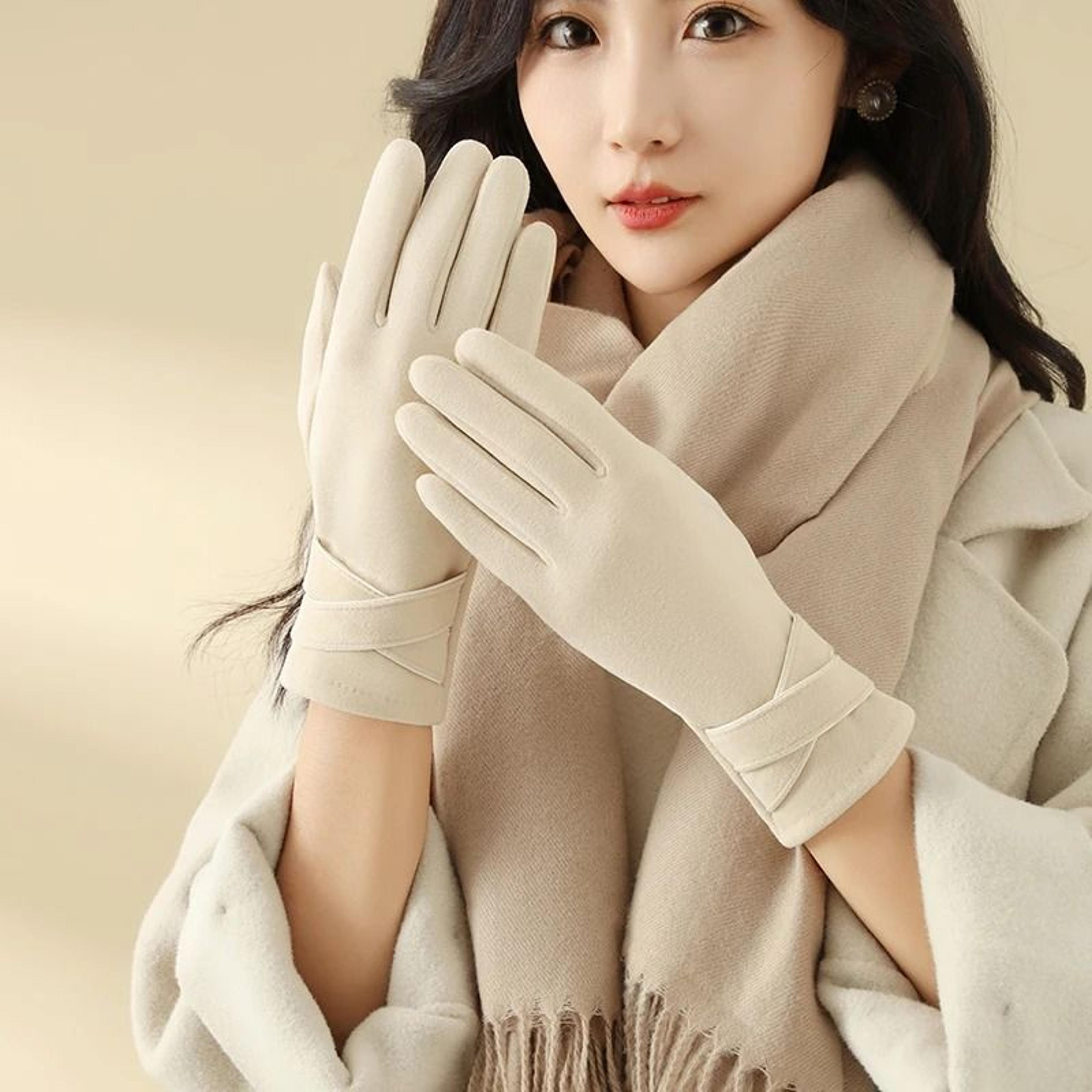 Women Winter Velvet Warm Gloves Windproof Cycling And Driving 2