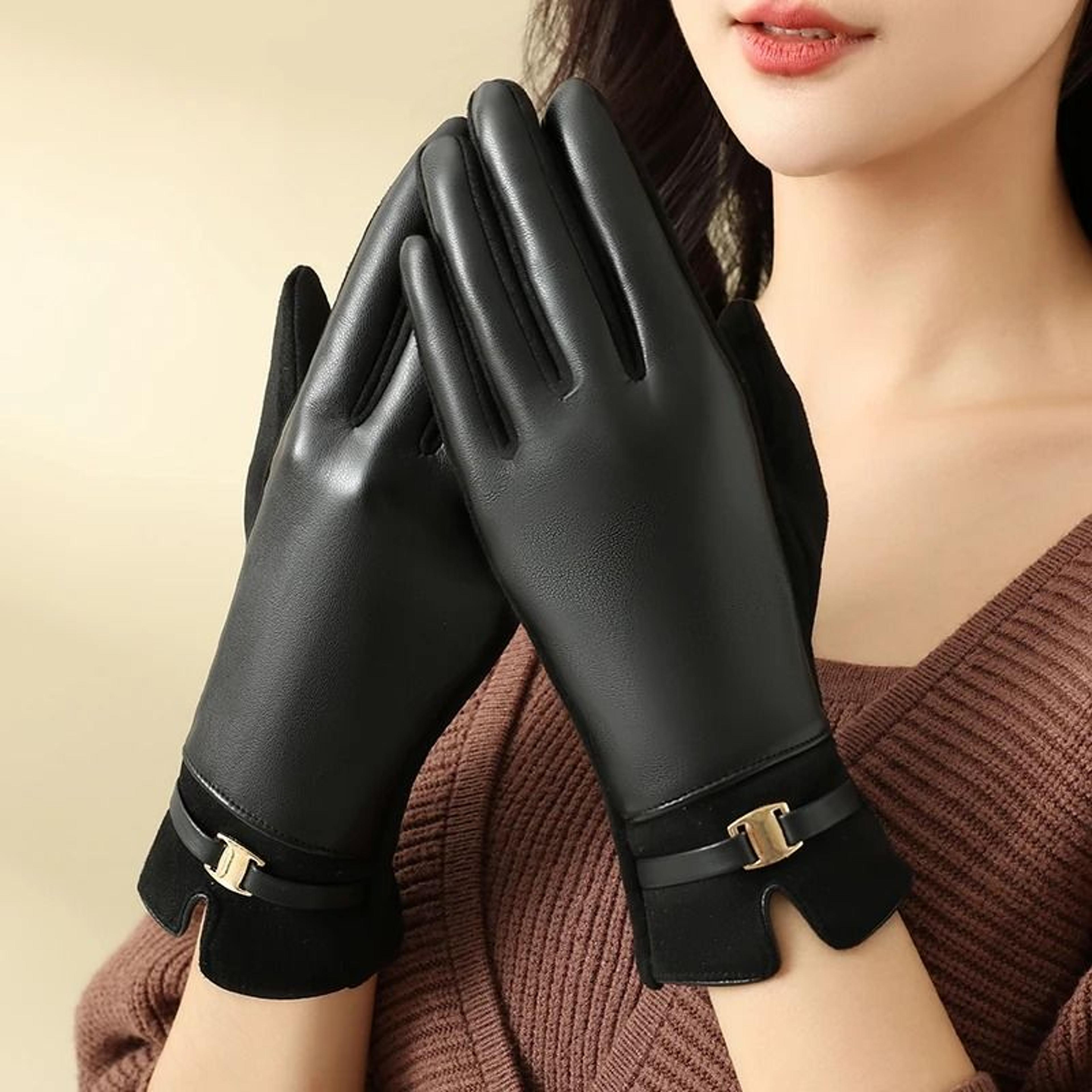 Women Winter Fleece Lined Touch Screen Cycling And Driving Gloves 7
