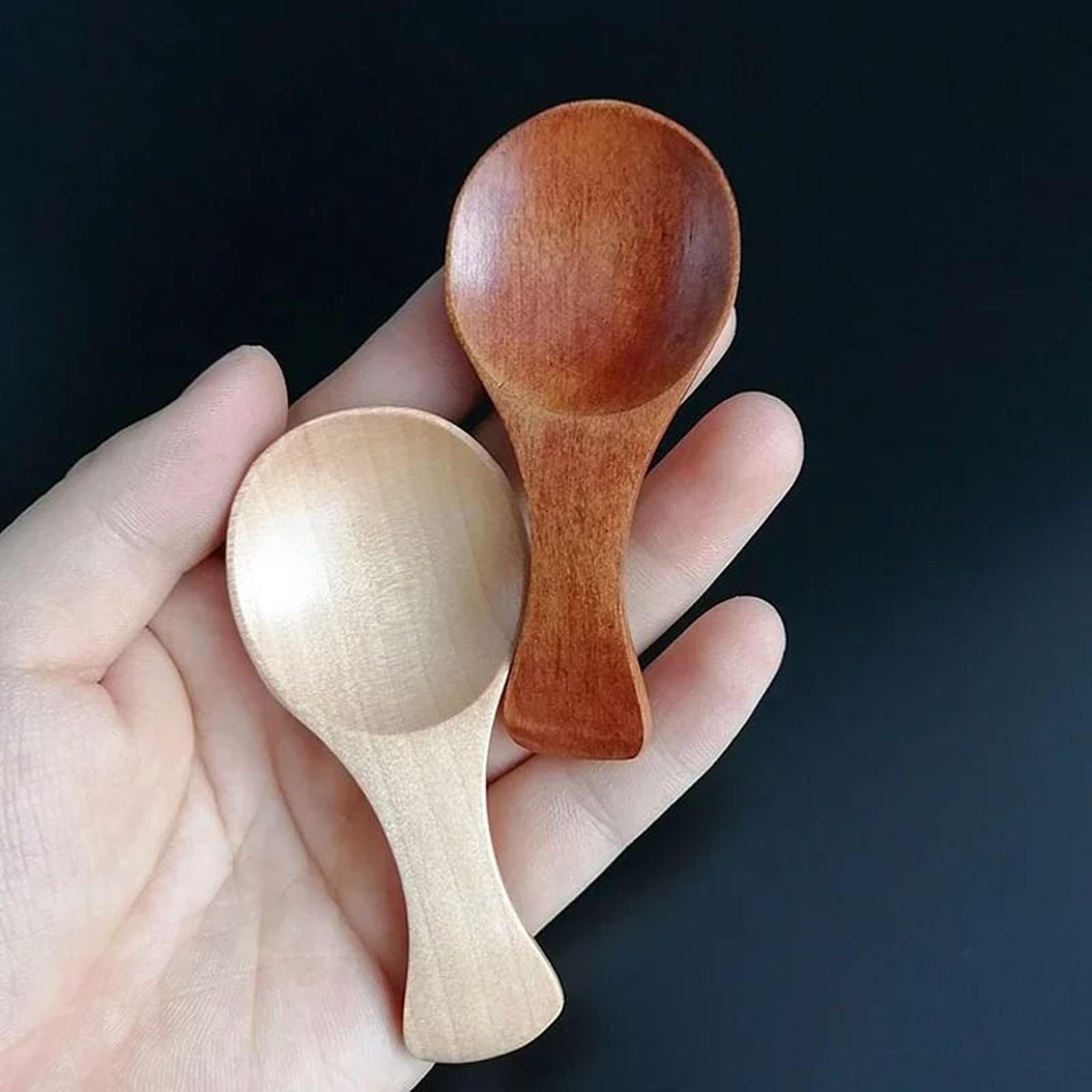 Mini Wooden Kitchen Spoons Set 4 Pieces Small Spice And Coffee Scoops 6