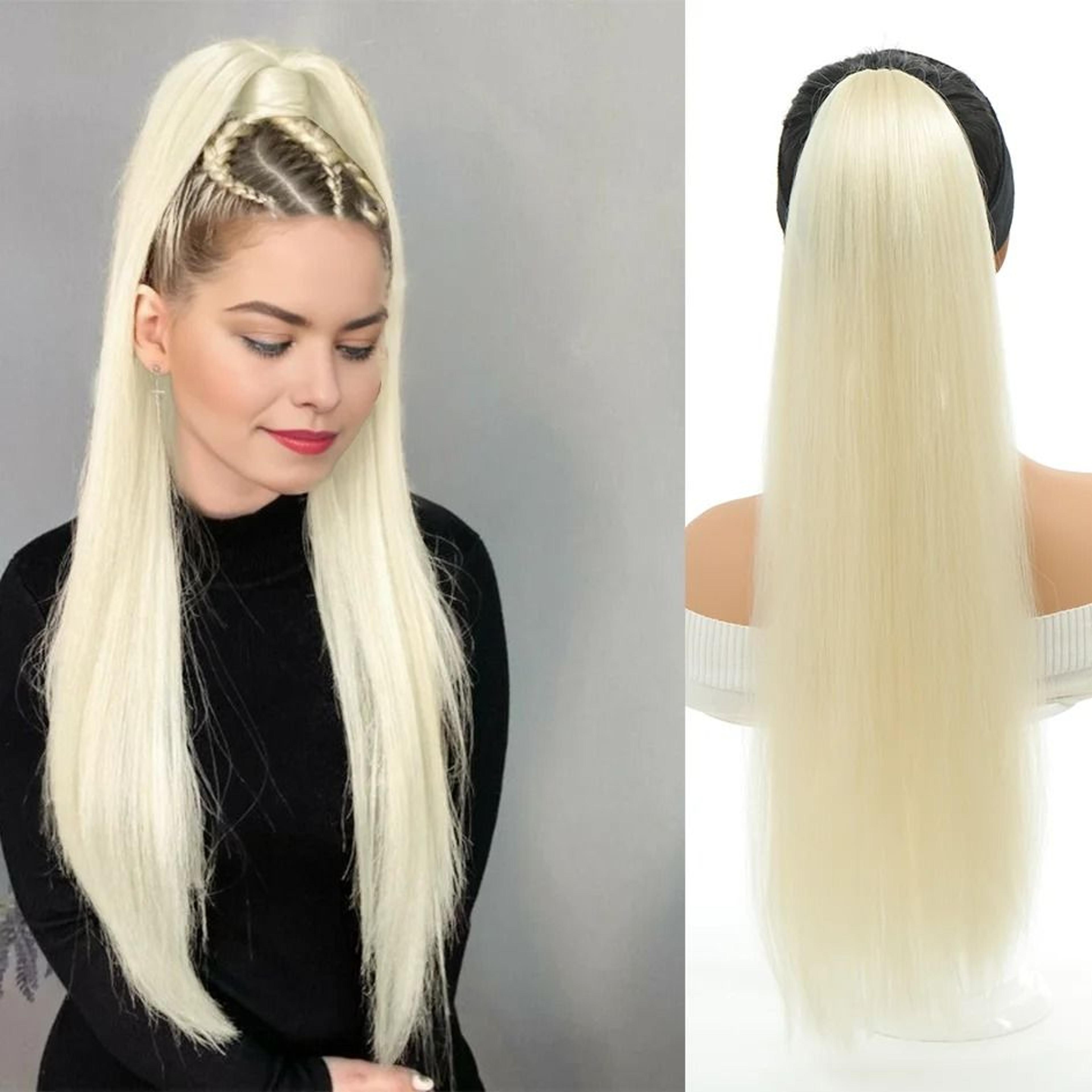 Synthetic Long Straight Ponytail Wig With Headband And Elastic Rope 12