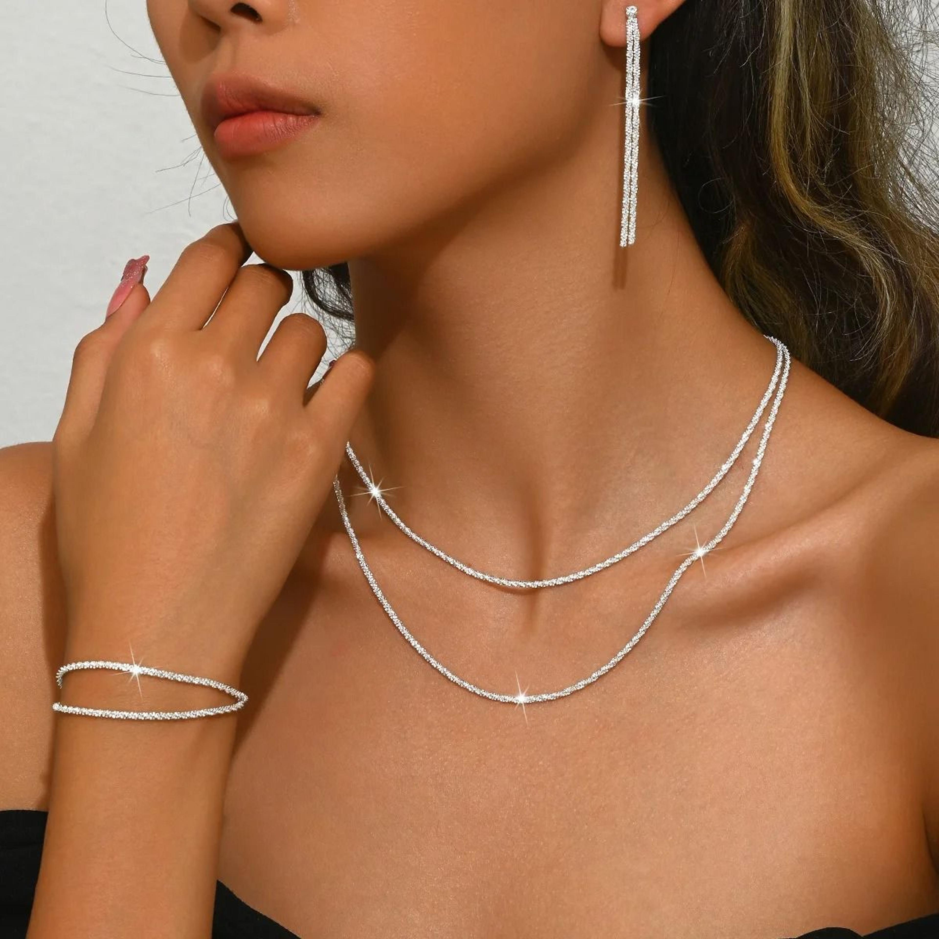 Silver Plated Necklace And Bracelet Set 5
