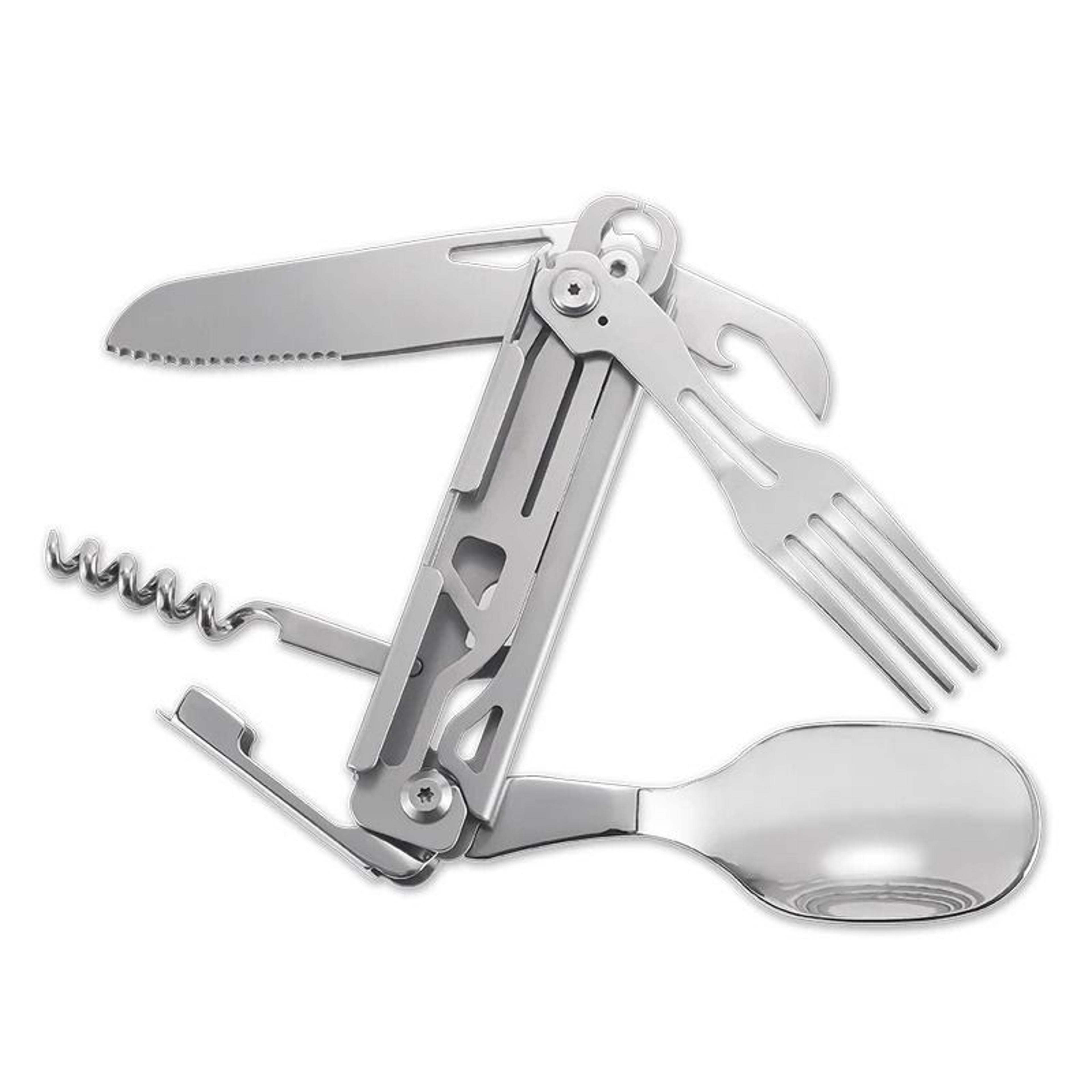 multifunctional stainless steel survival tool card with knife, saw and rope cutter