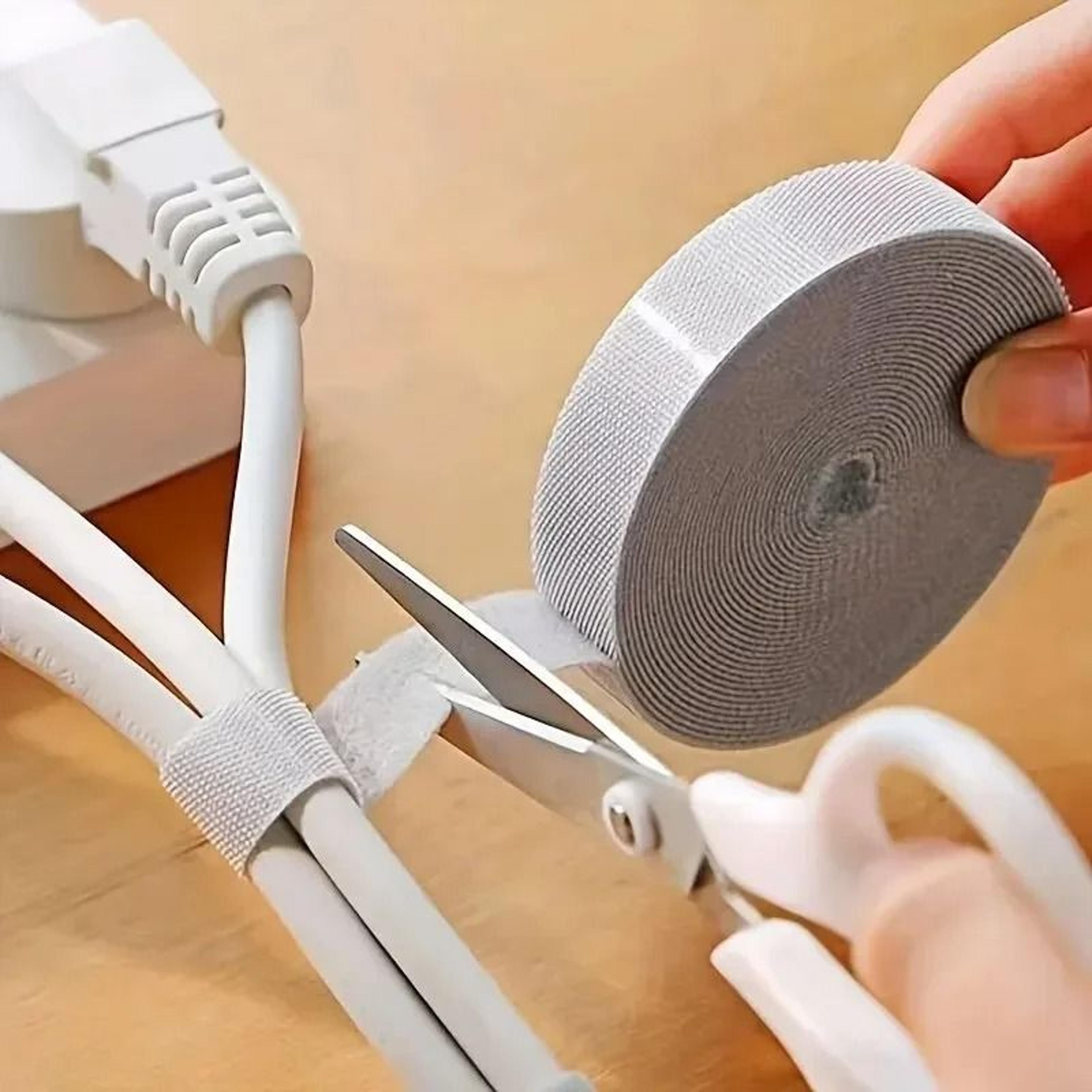 cable organizer tie roll reusable wire management tape for earphones mouse cords and charging cables