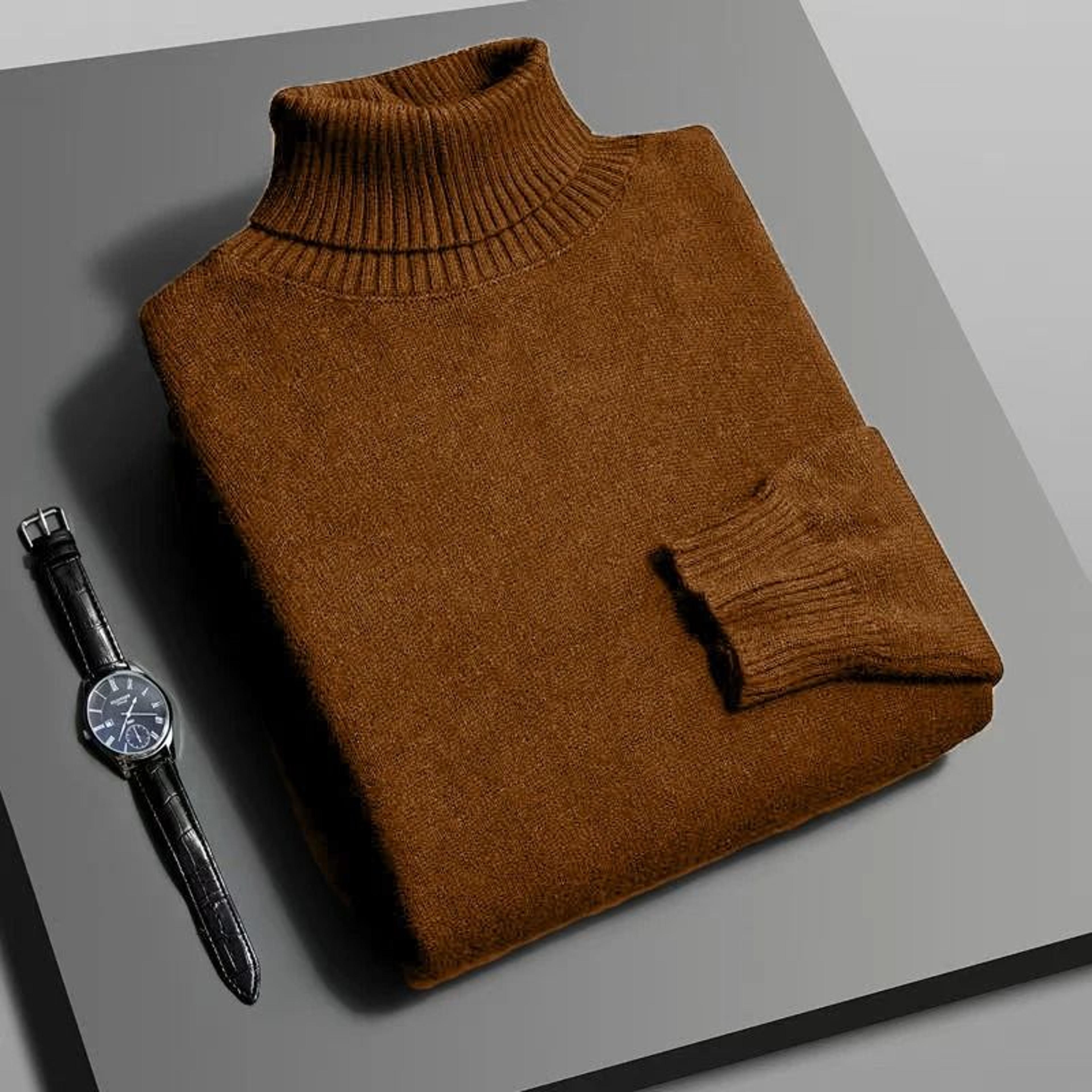 mens knitted turtleneck sweater for autumn and winter comfort