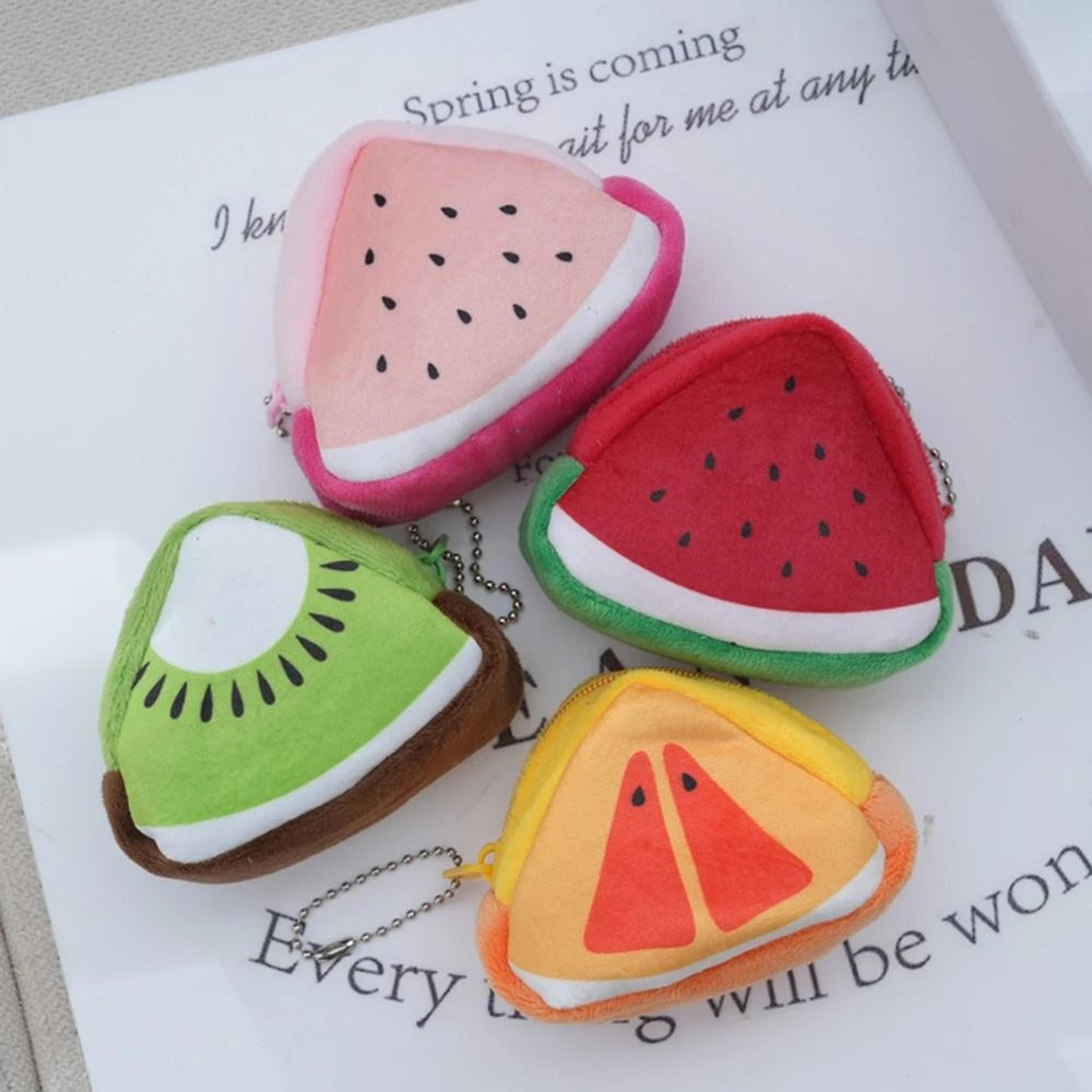 cartoon fruit plush coin purse keychain bag