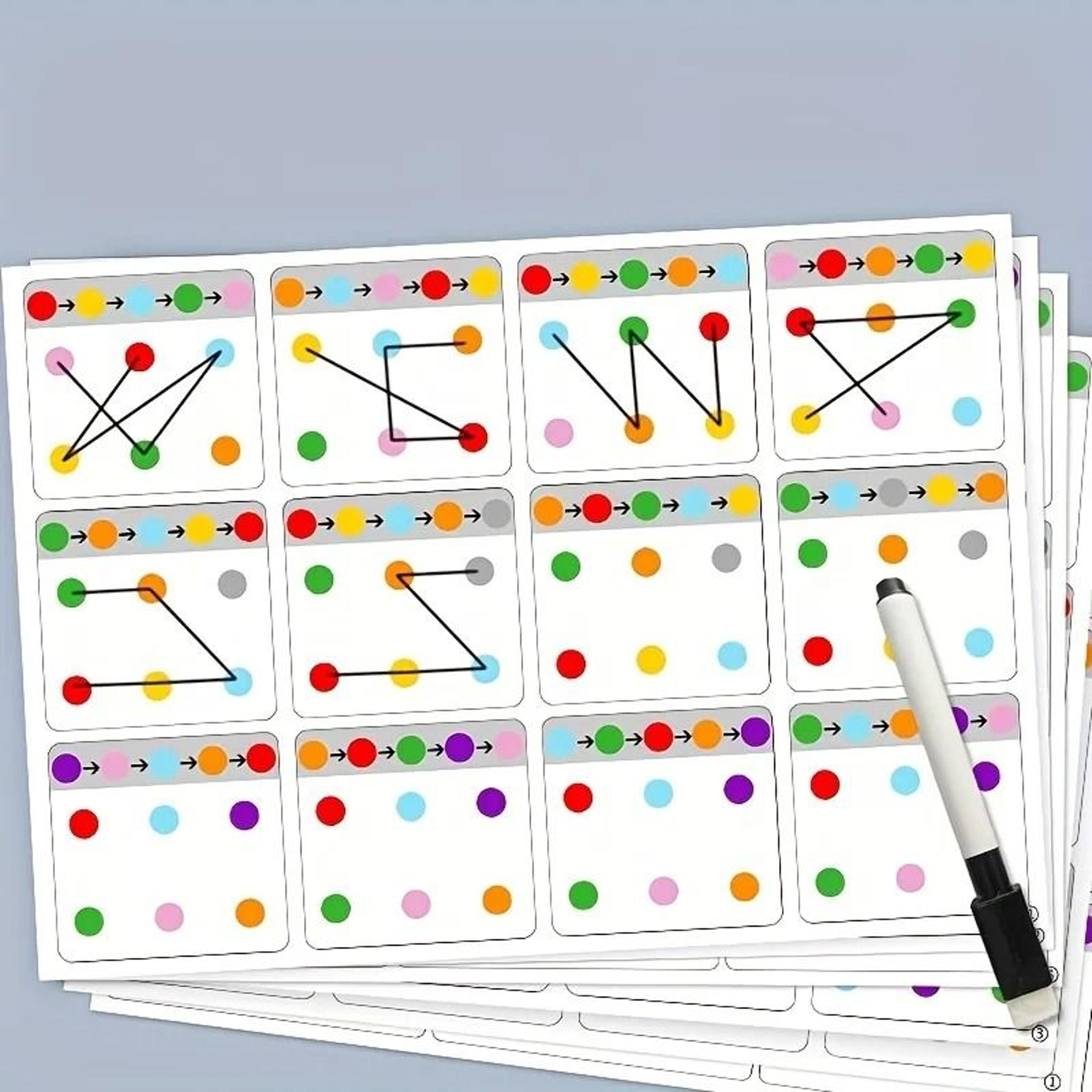 visual tracking focus and attention training card for kids color and number recognition