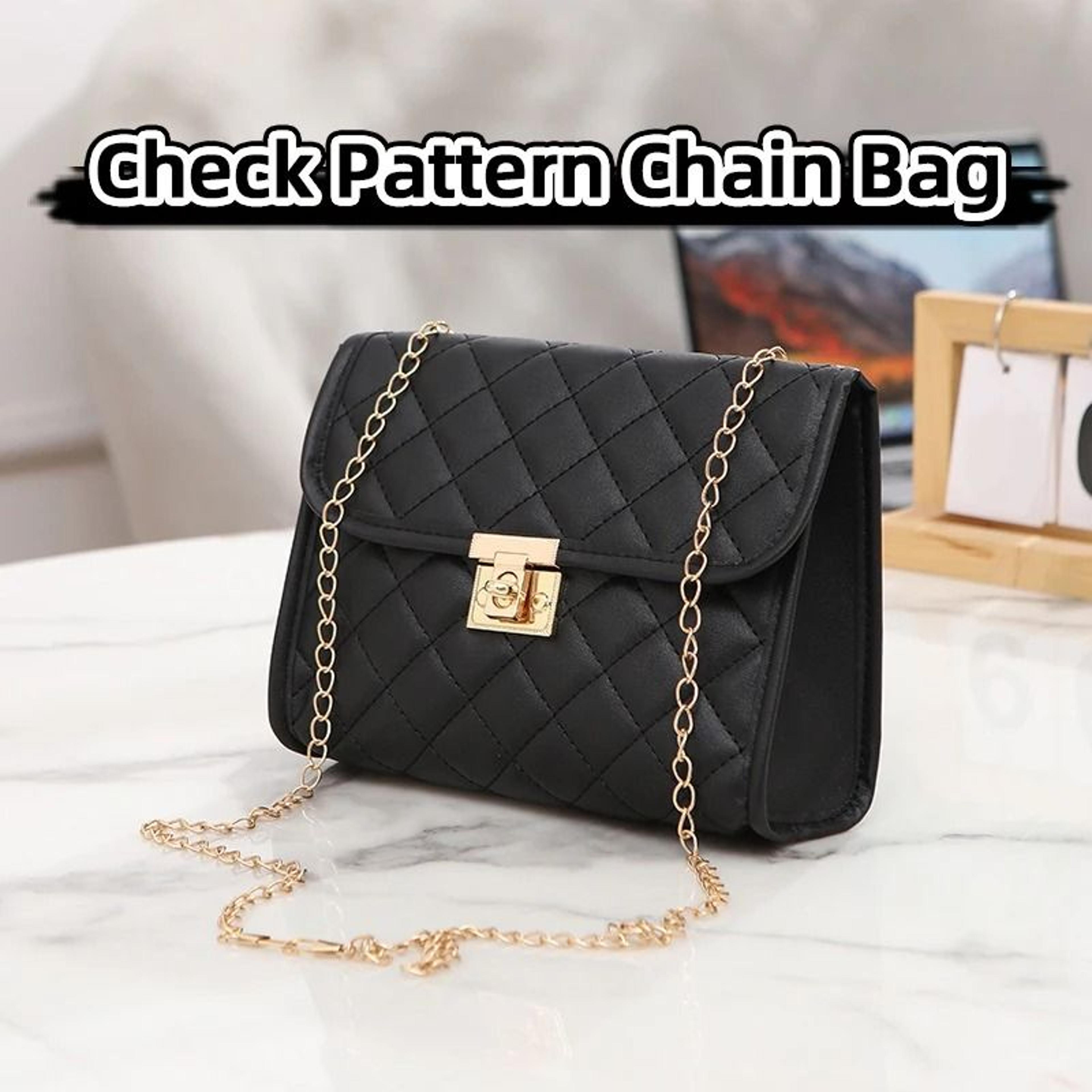 Embroidered Checkered Crossbody Chain Bag 1
