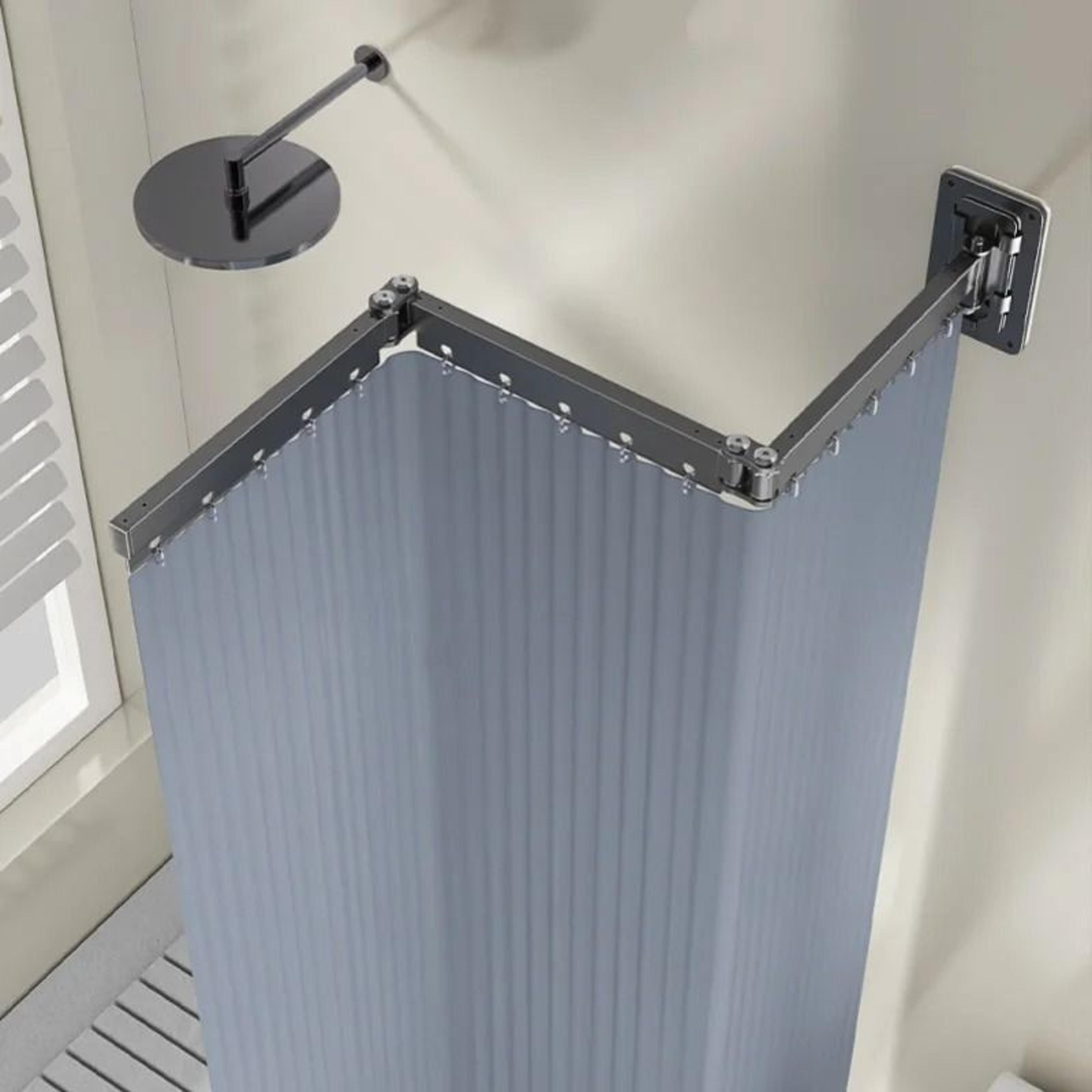 Invisible Folding Shower Partition And Waterproof Curtain Set 2