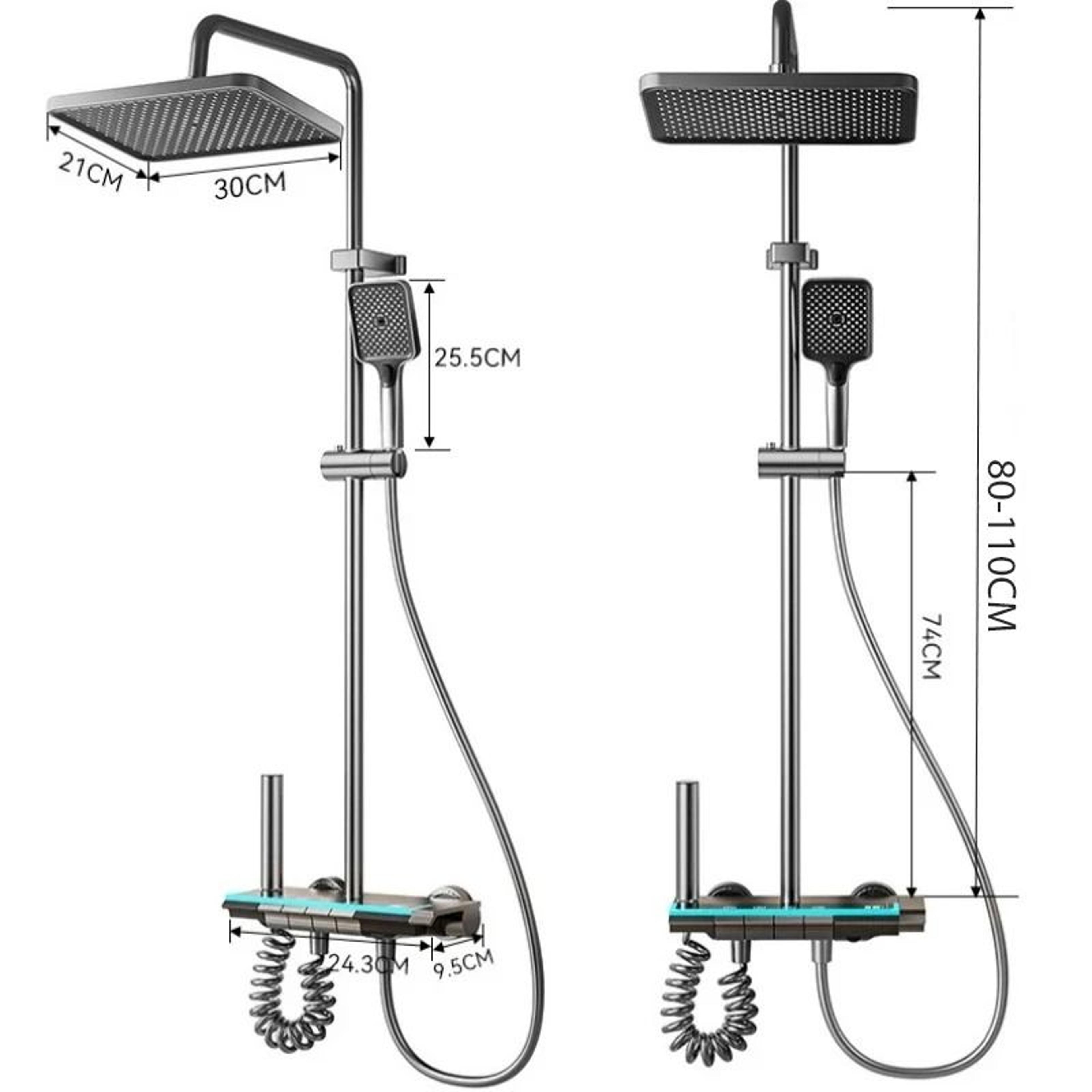 Luxury 4 Function Digital Display Shower System With Rainfall Head 5
