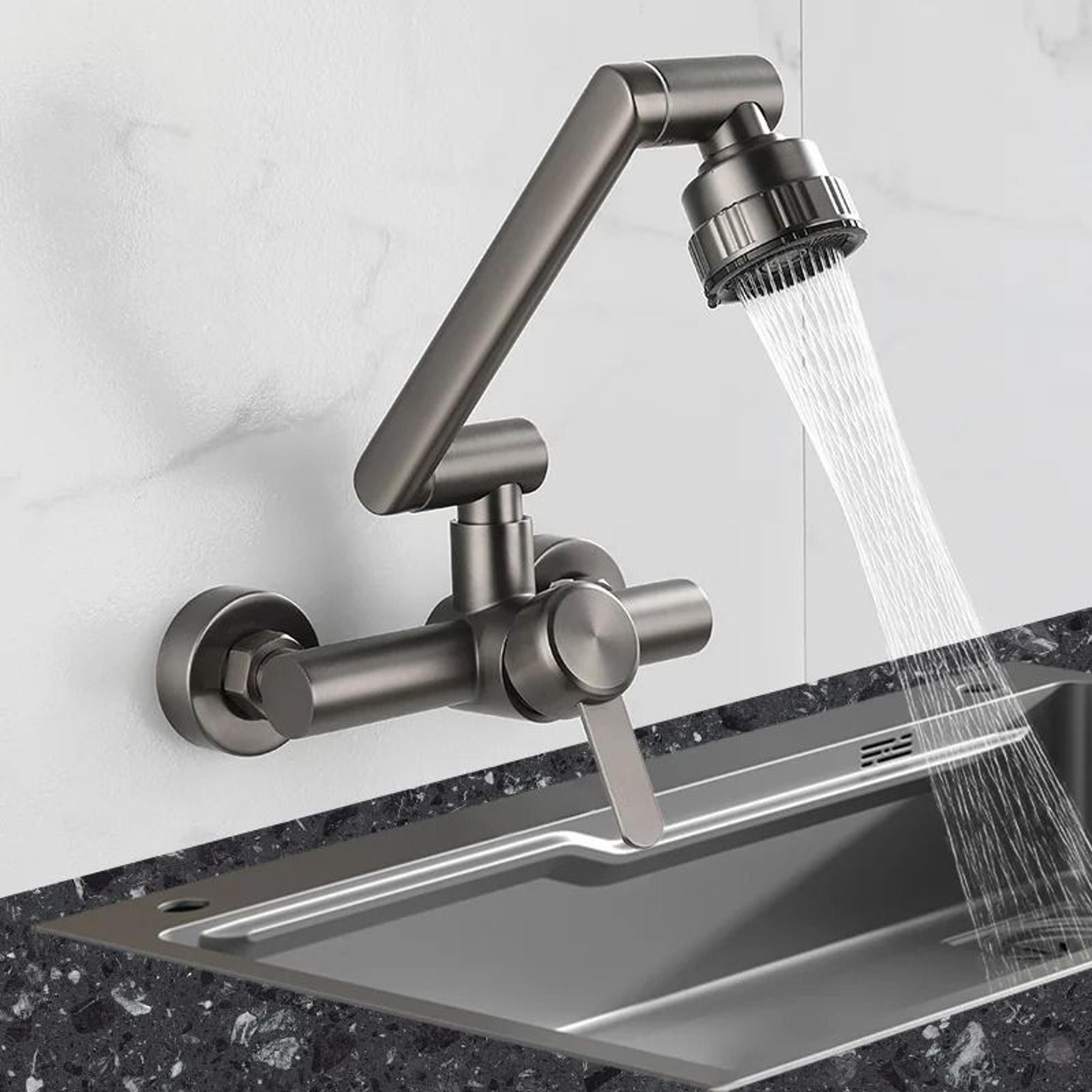 Stainless Steel 4 Mode Wall Mounted Kitchen Faucet 1