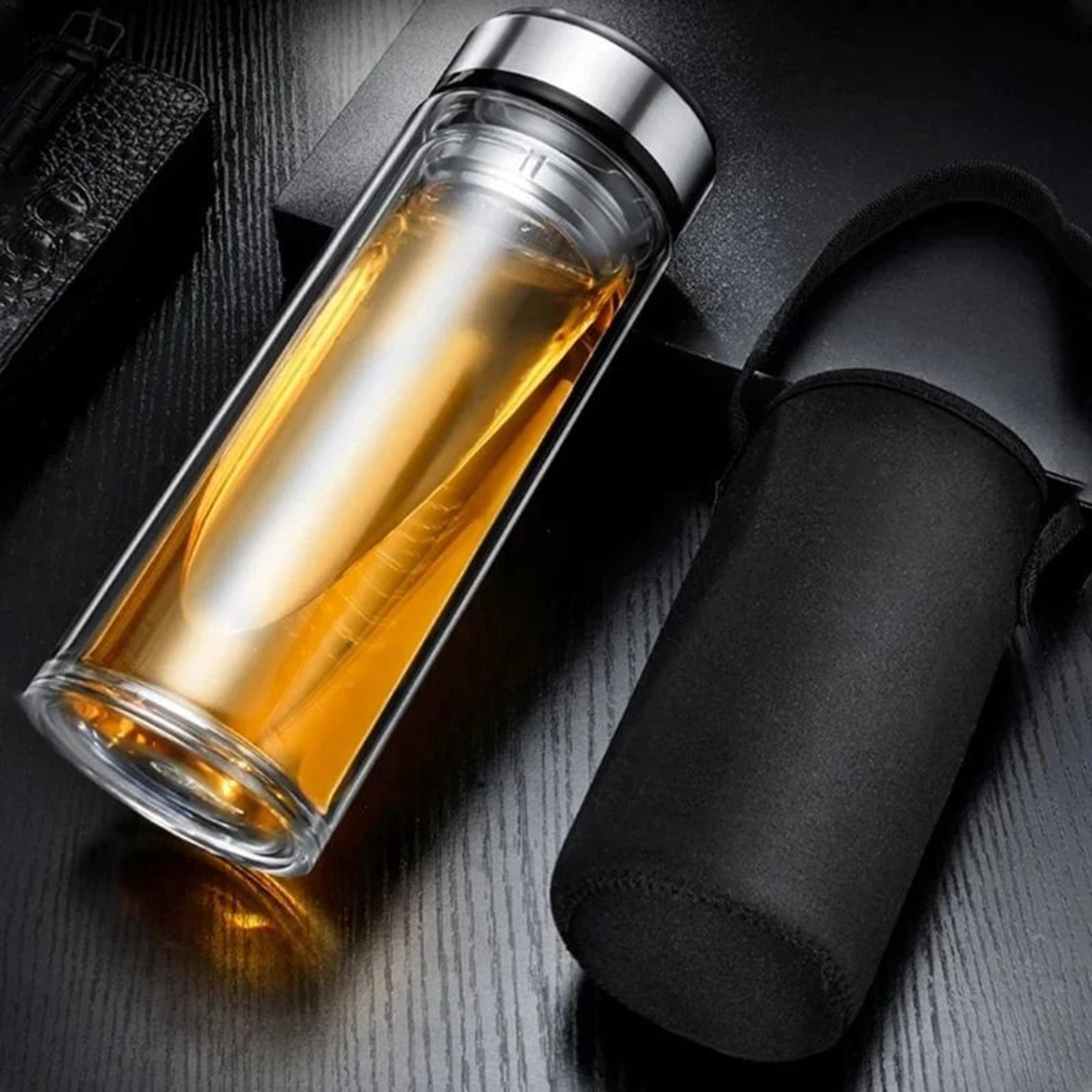 leakproof glass tea bottle with infuser