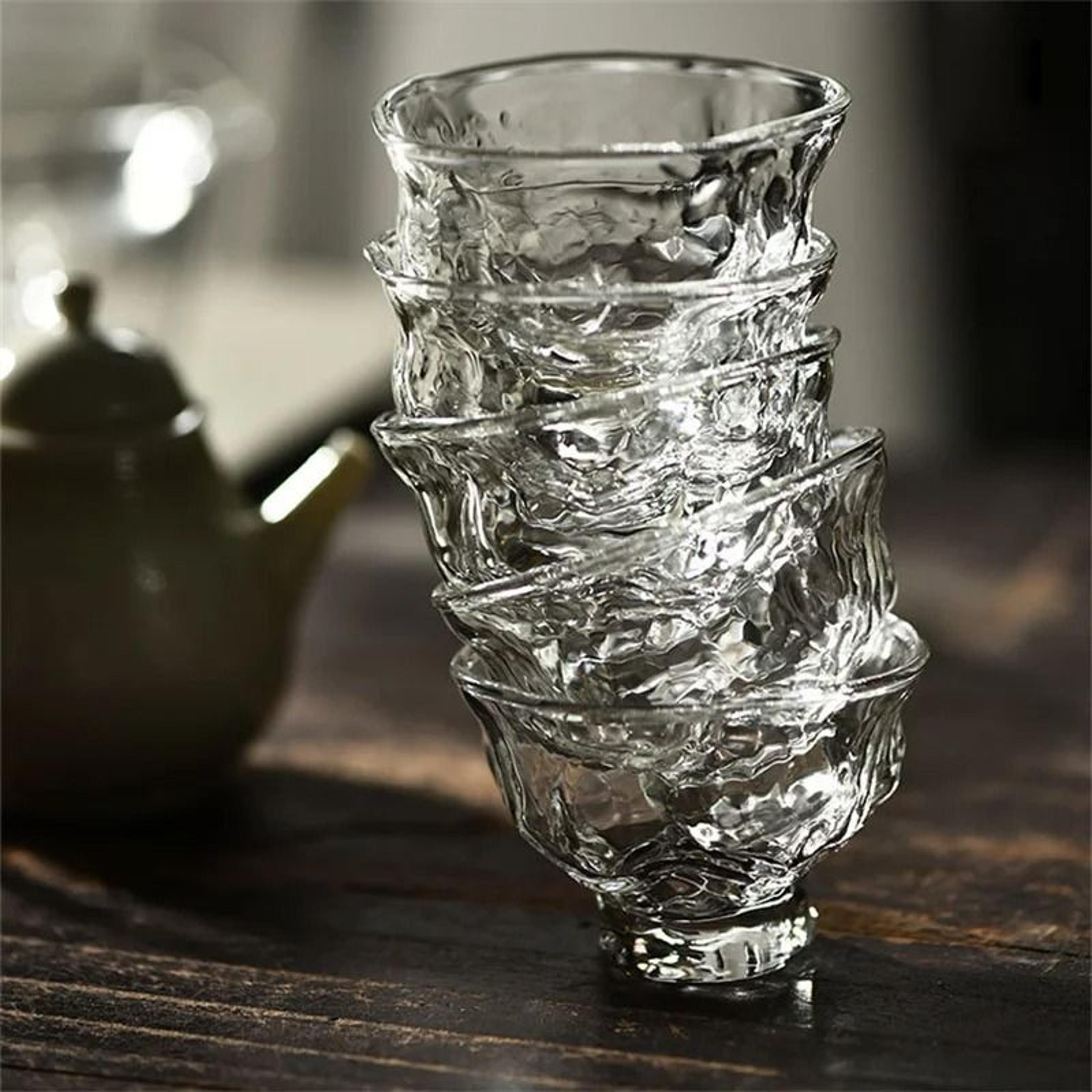 Japanese Hammer Pattern Glass Tea Cup Set 60ml Kung Fu Tea Accessories 1