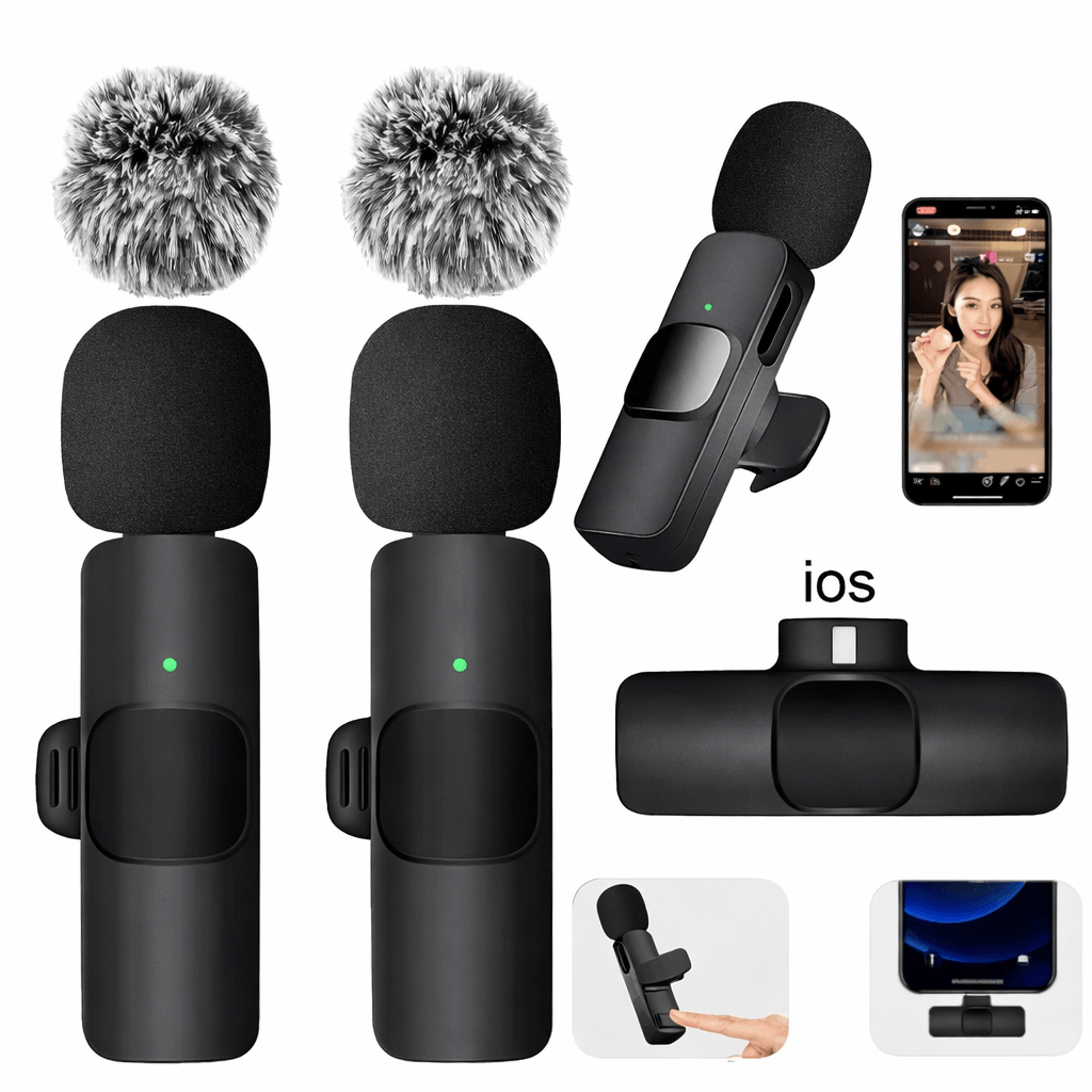 wireless lavalier microphone for iphone and android – single and dual kits
