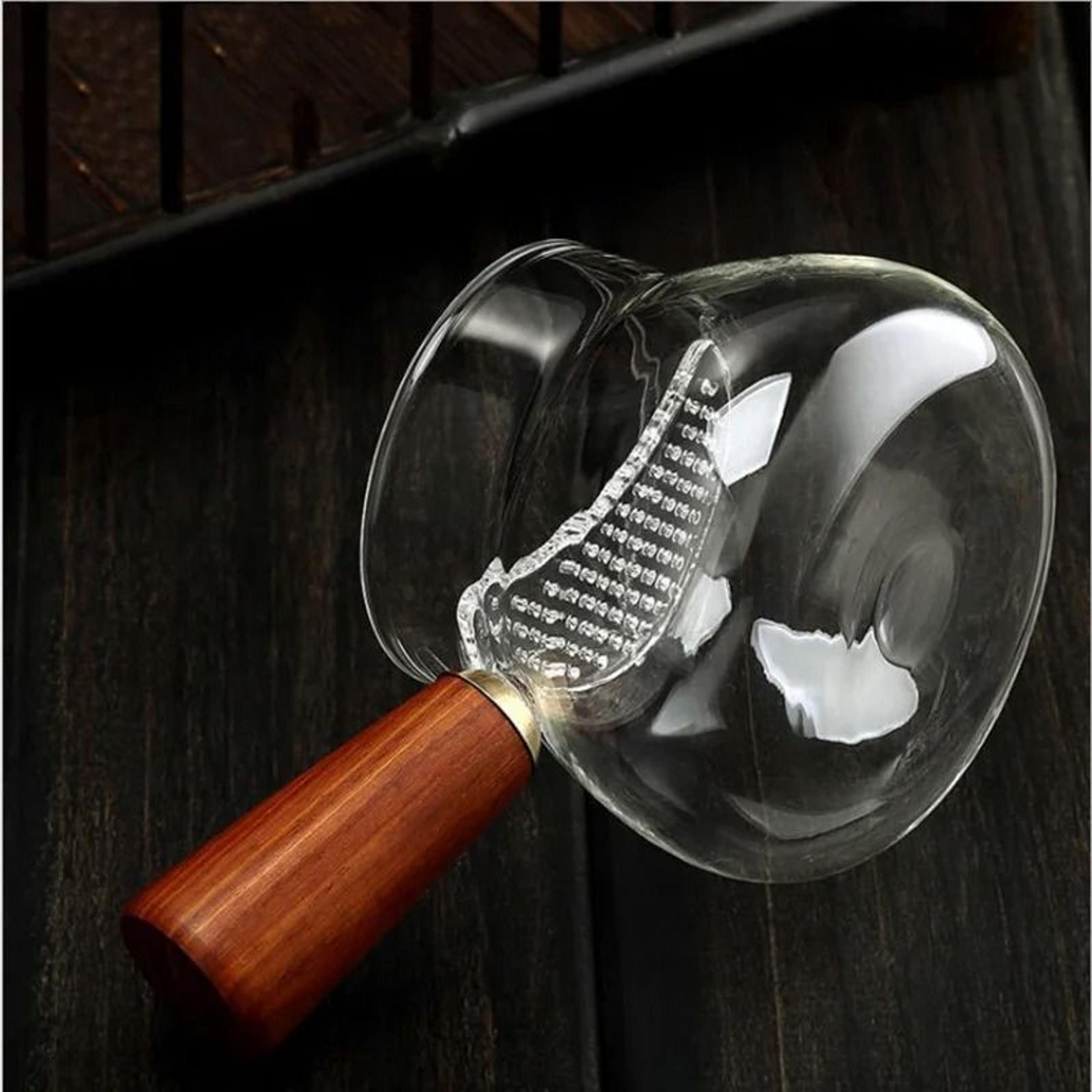Side Long Wooden Handle High Borosilicate Glass Tea Dispenser Fair Cup 2