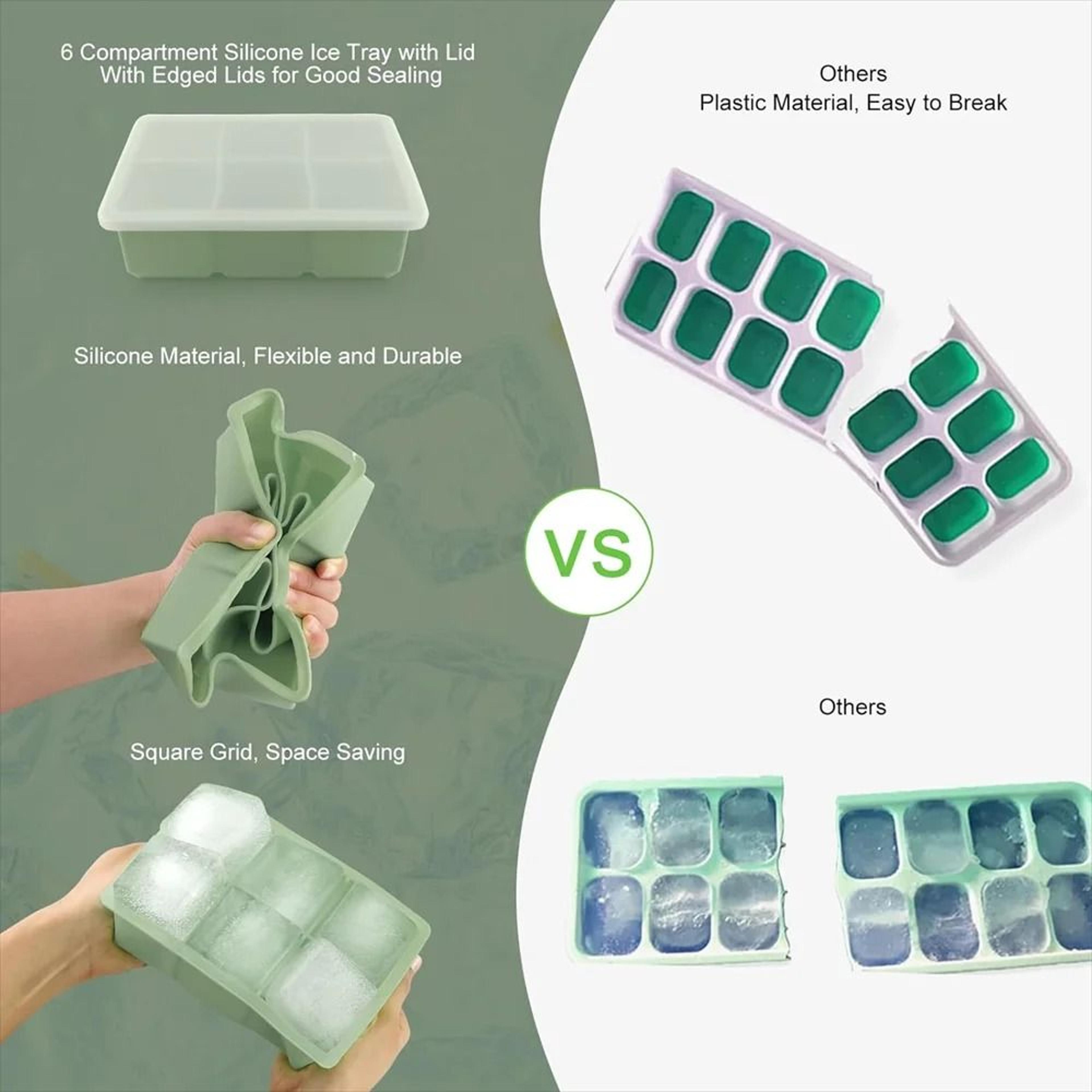 Premium Stackable Large Square Ice Cube Tray With SpillProof Lid 4