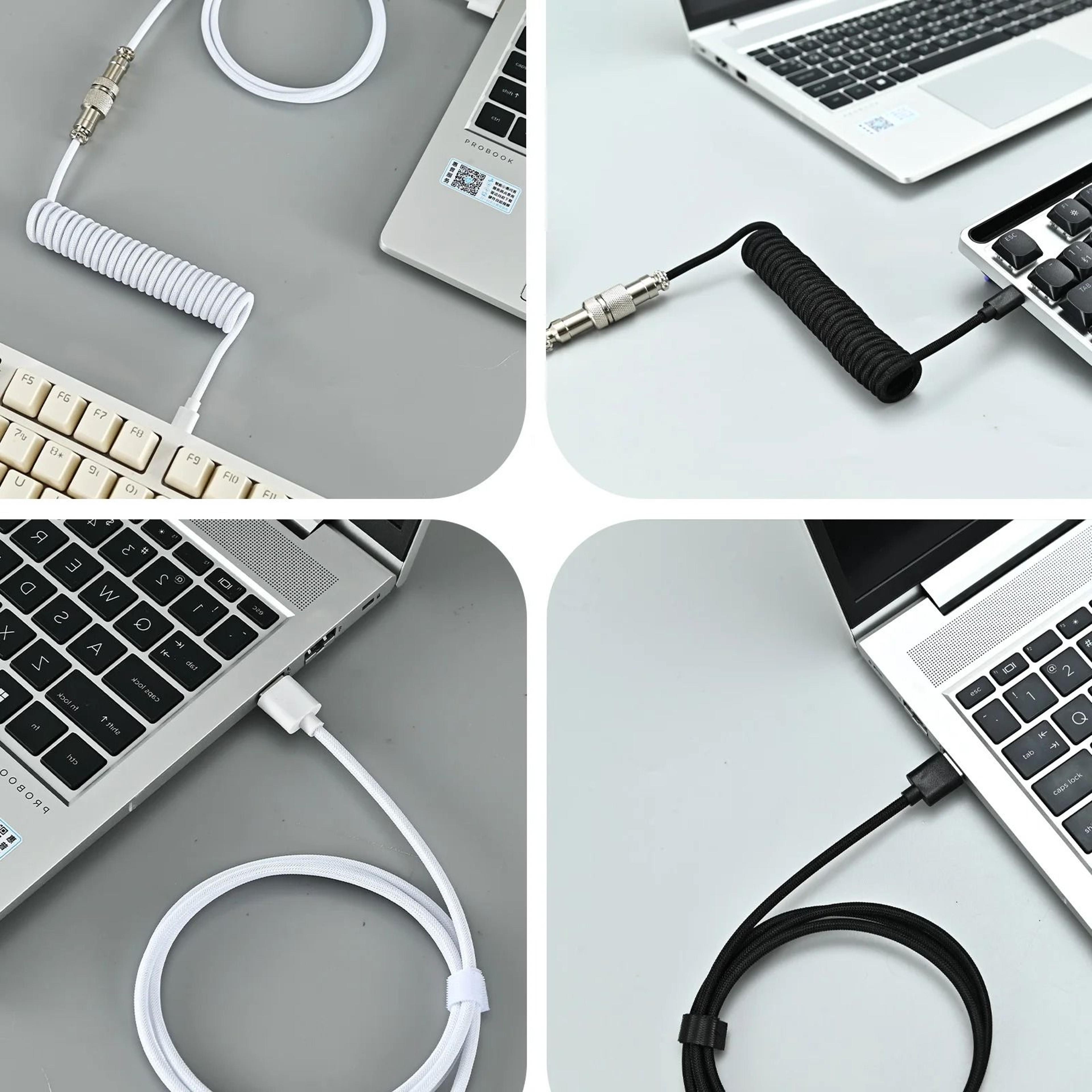 Professional Custom Coiled Mechanical Keyboard Cable With Aviator Aviation Connector 2
