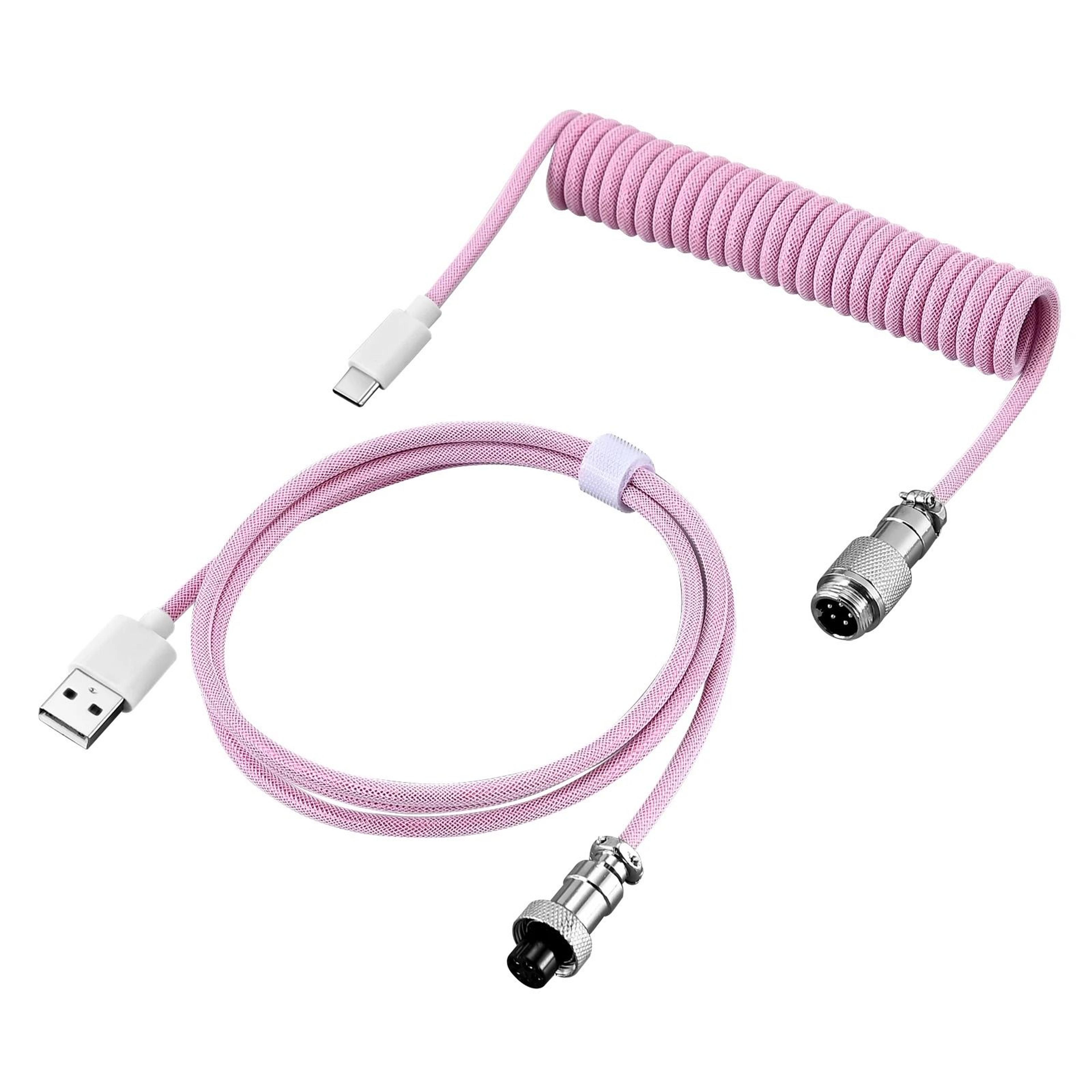 Professional Custom Coiled Mechanical Keyboard Cable With Aviator Aviation Connector 11