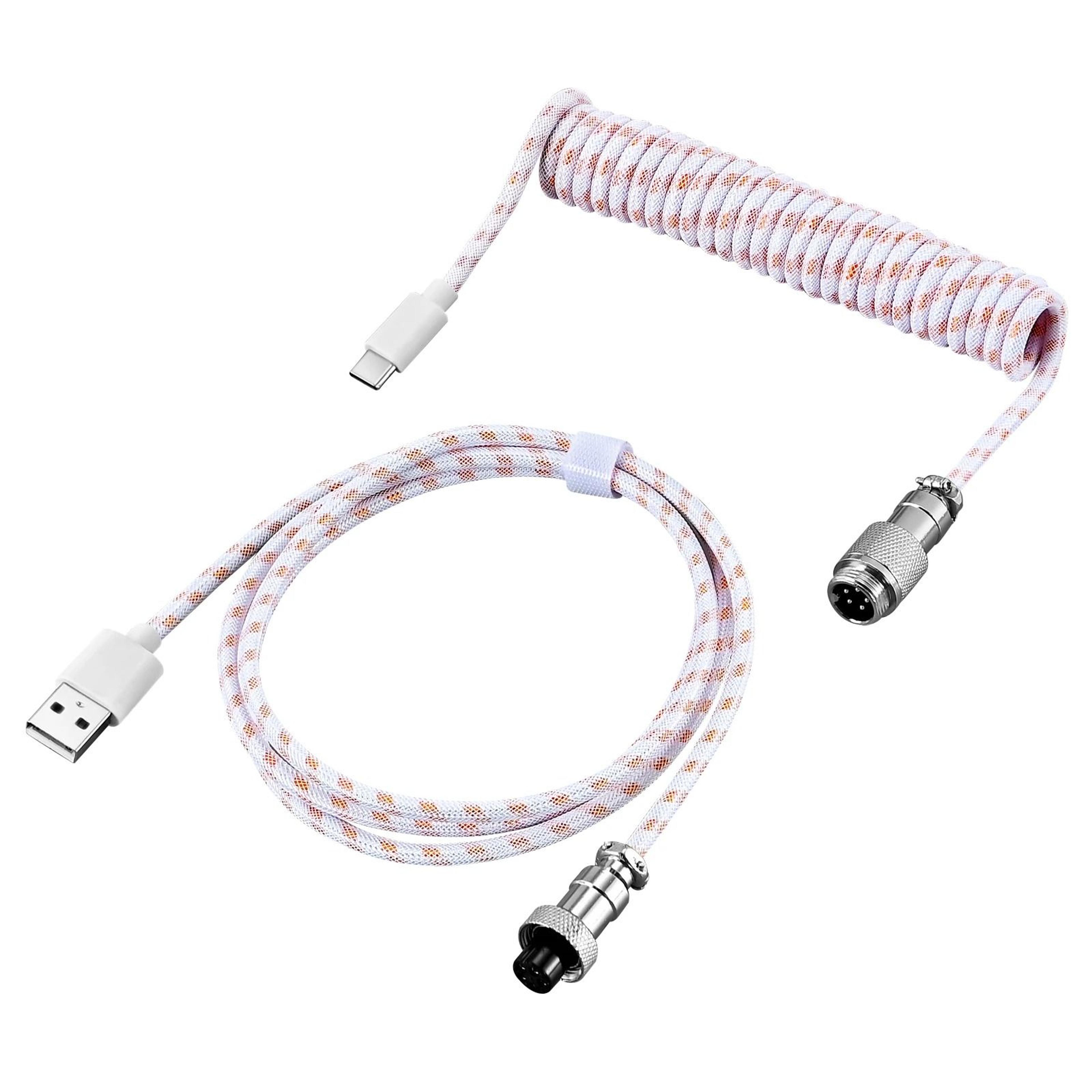 Professional Custom Coiled Mechanical Keyboard Cable With Aviator Aviation Connector 12