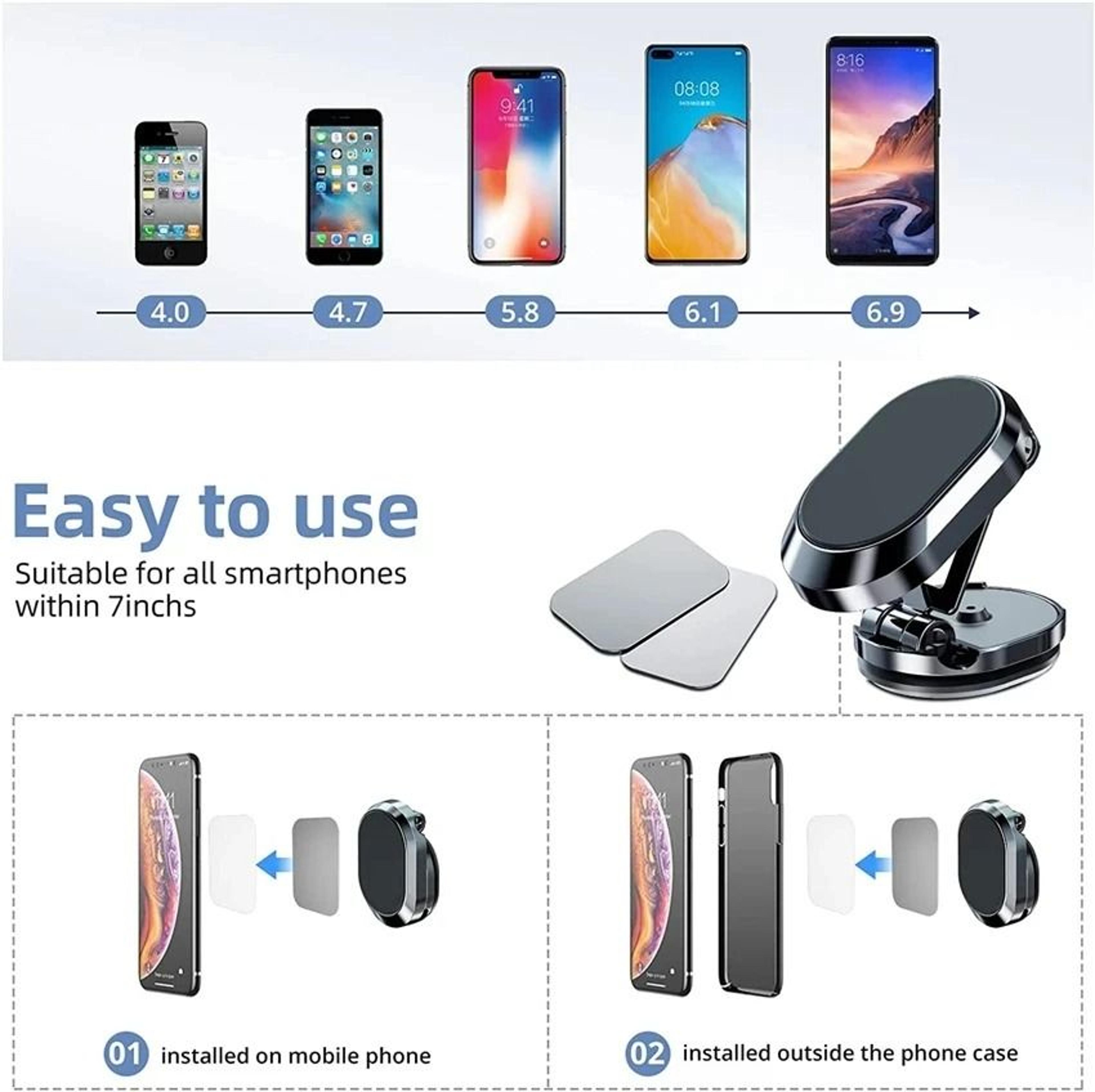 High Stability 1080 Degree Rotatable Magnetic Car Phone Holder And Foldable GPS Support Bracket 5