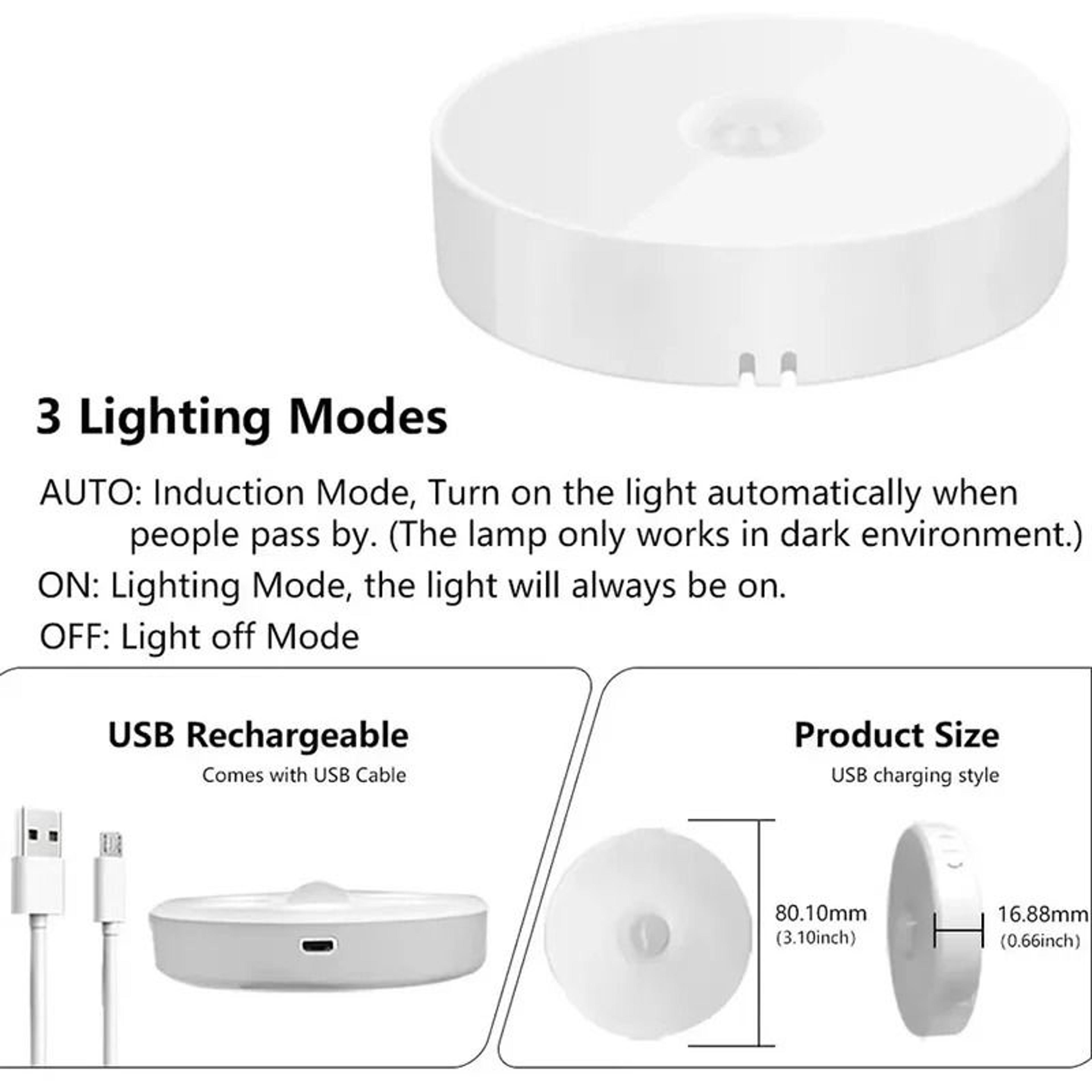 PIR Motion Sensor LED Night Light And Wireless Closet Lamp 2Pack 3