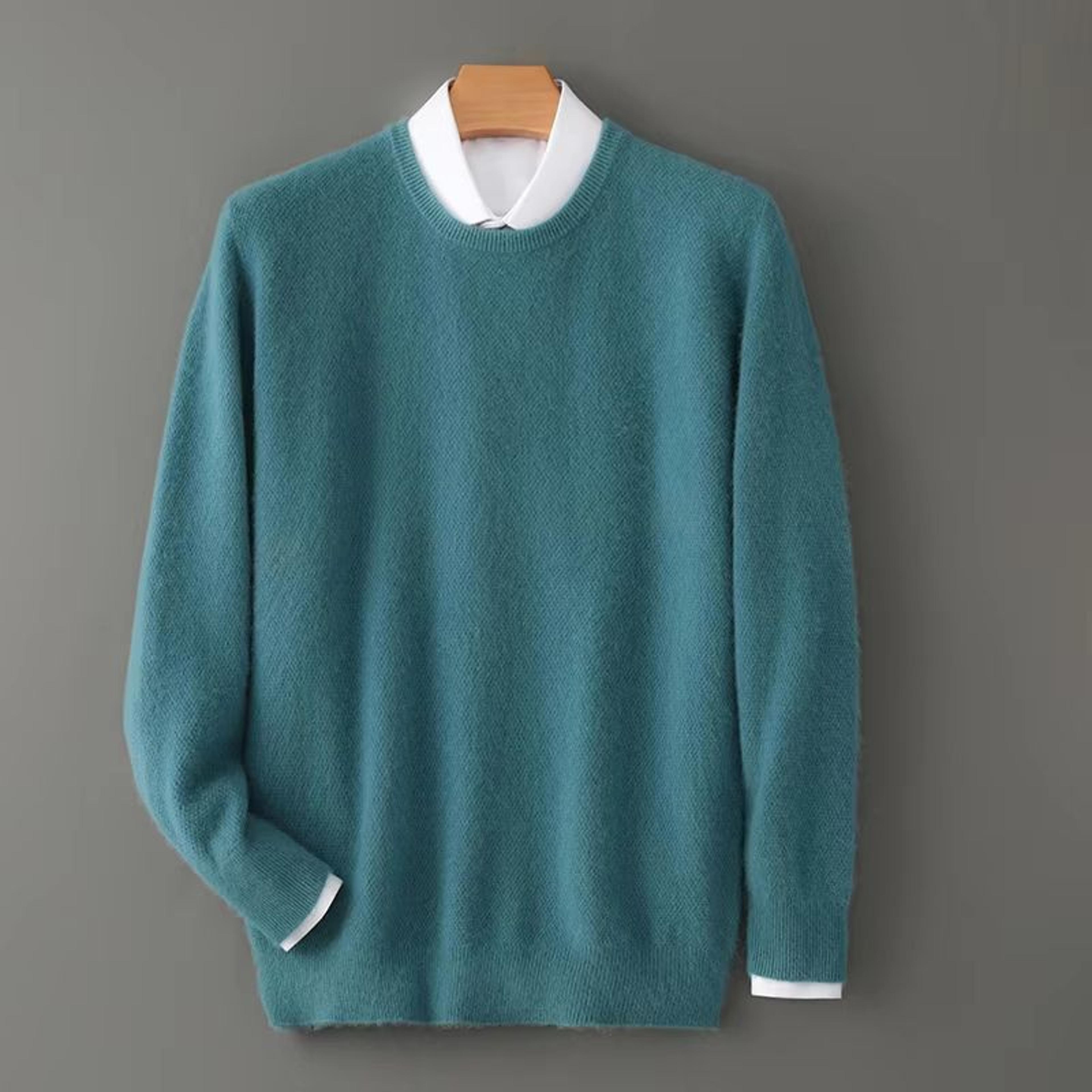 mens pure mink cashmere sweater o neck knit pullover for autumn and winter