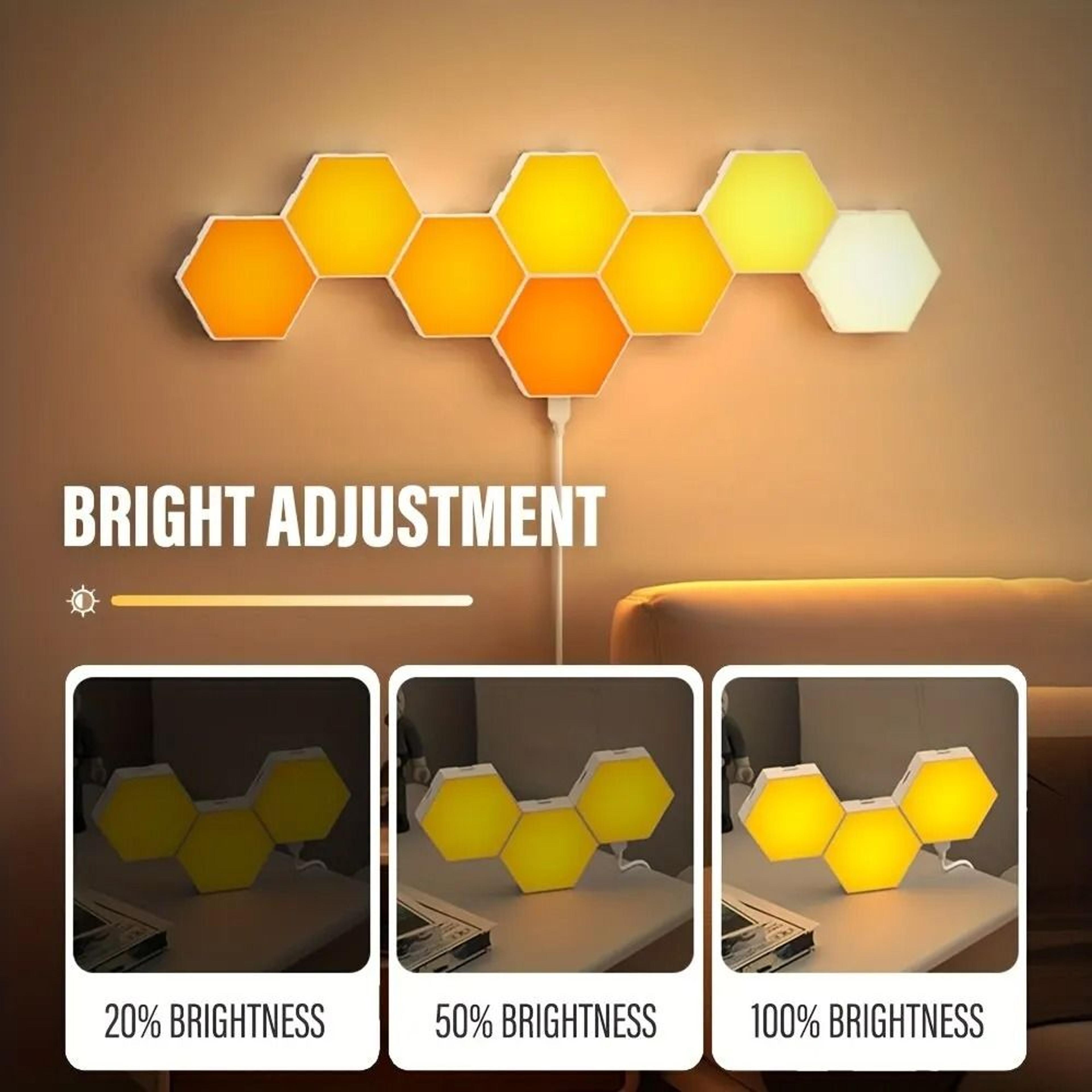 Intelligent Hexagonal RGB Wall Lamp  DIY Music Rhythm Ambient Night Light 5
