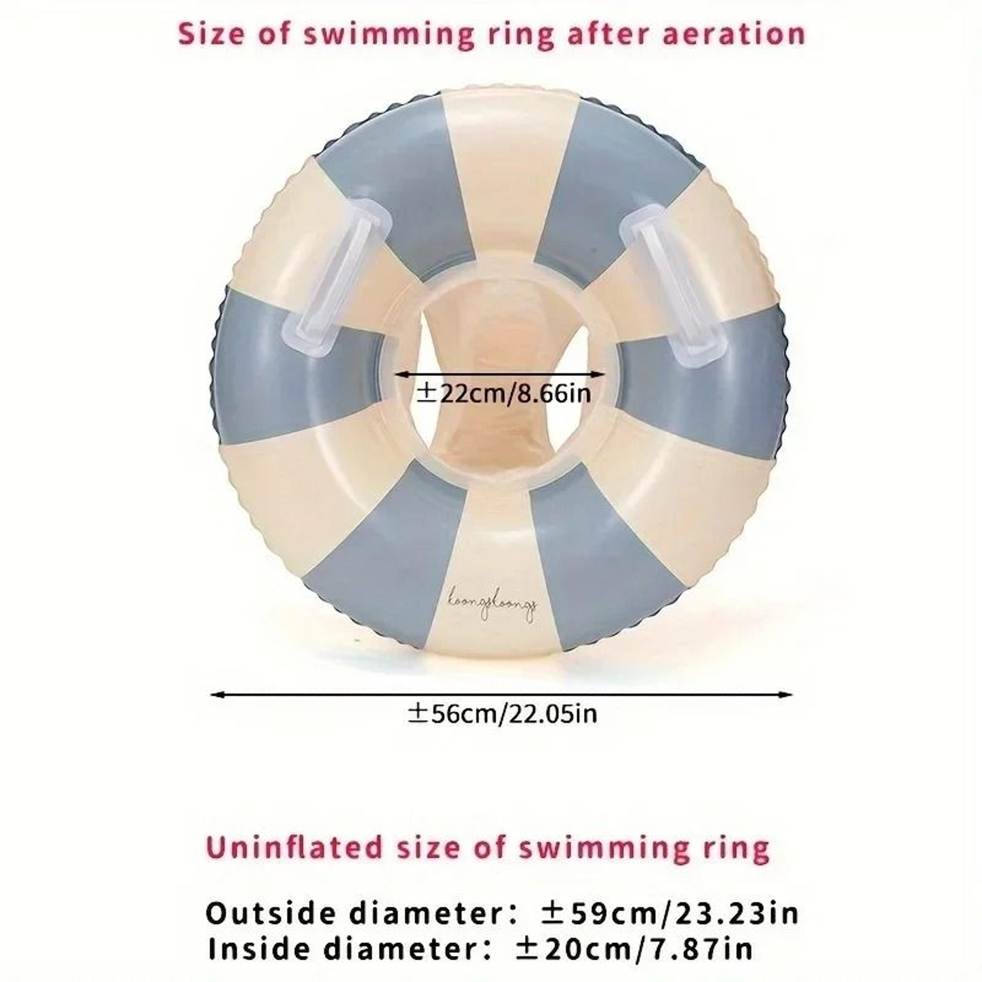 Vintage Striped Inflatable Swimming Ring  Durable PVC Pool Float With Handles For Kids 6