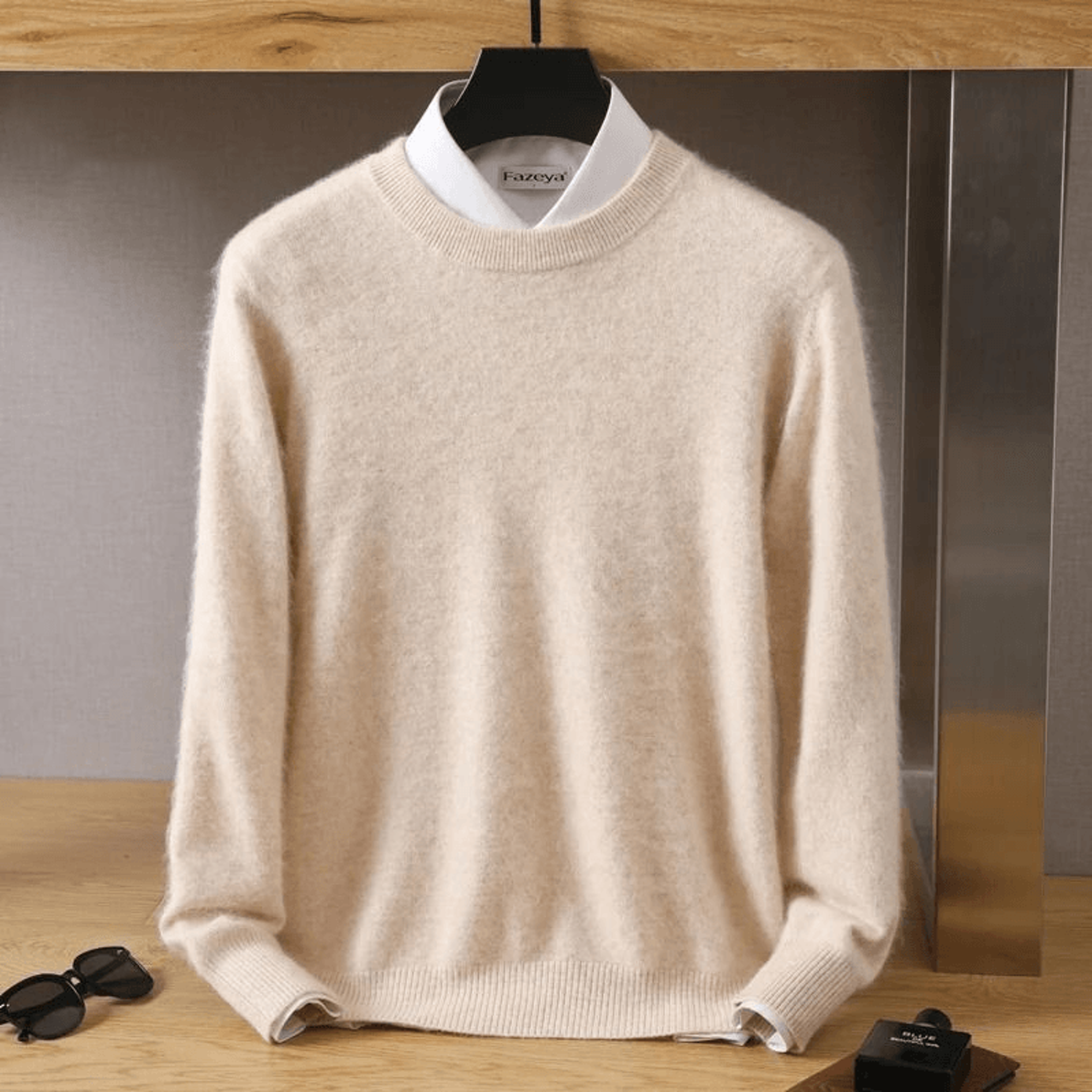 Mens Pure Mink Cashmere Sweater O Neck Knit Pullover For Autumn And Winter 11
