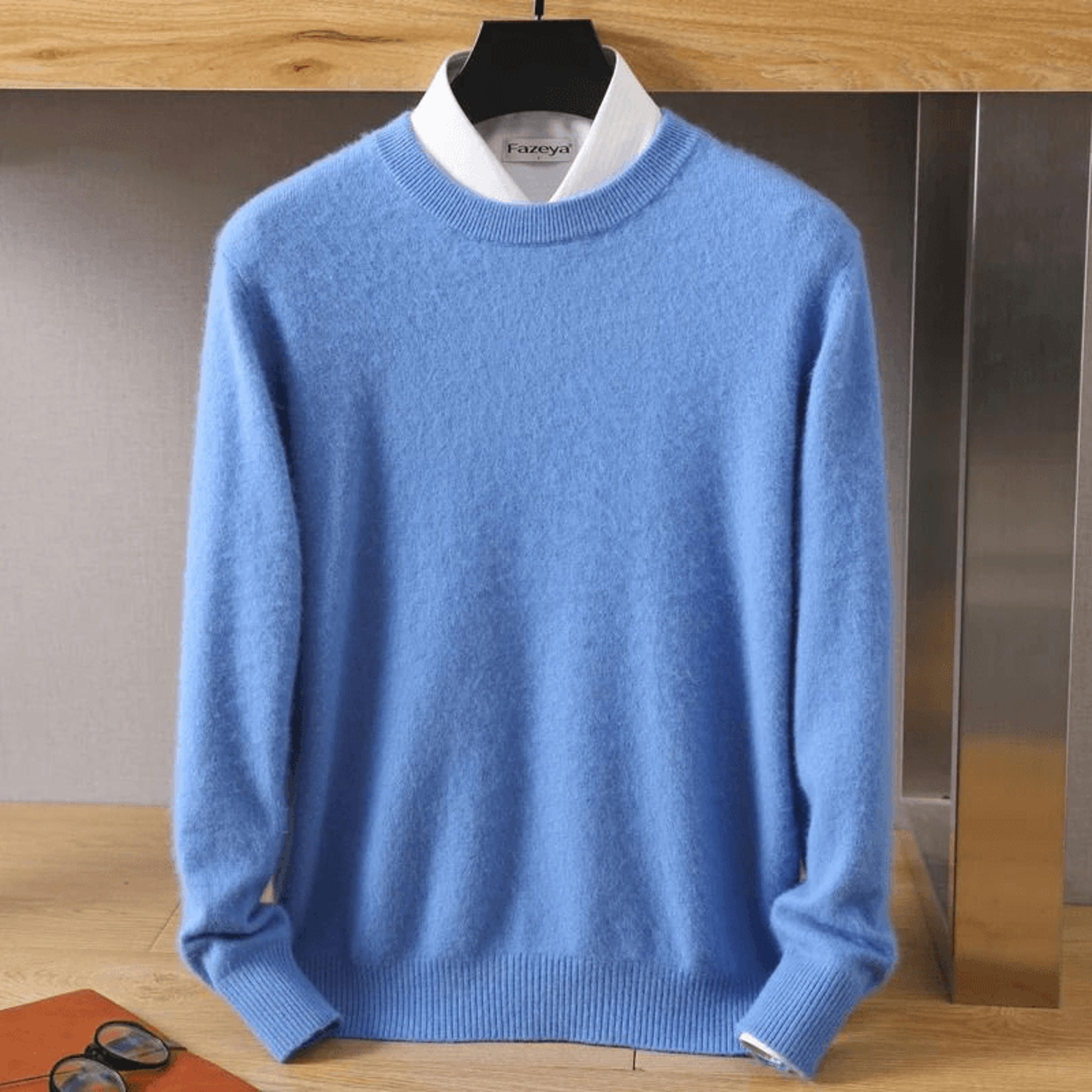 Mens Pure Mink Cashmere Sweater O Neck Knit Pullover For Autumn And Winter 12