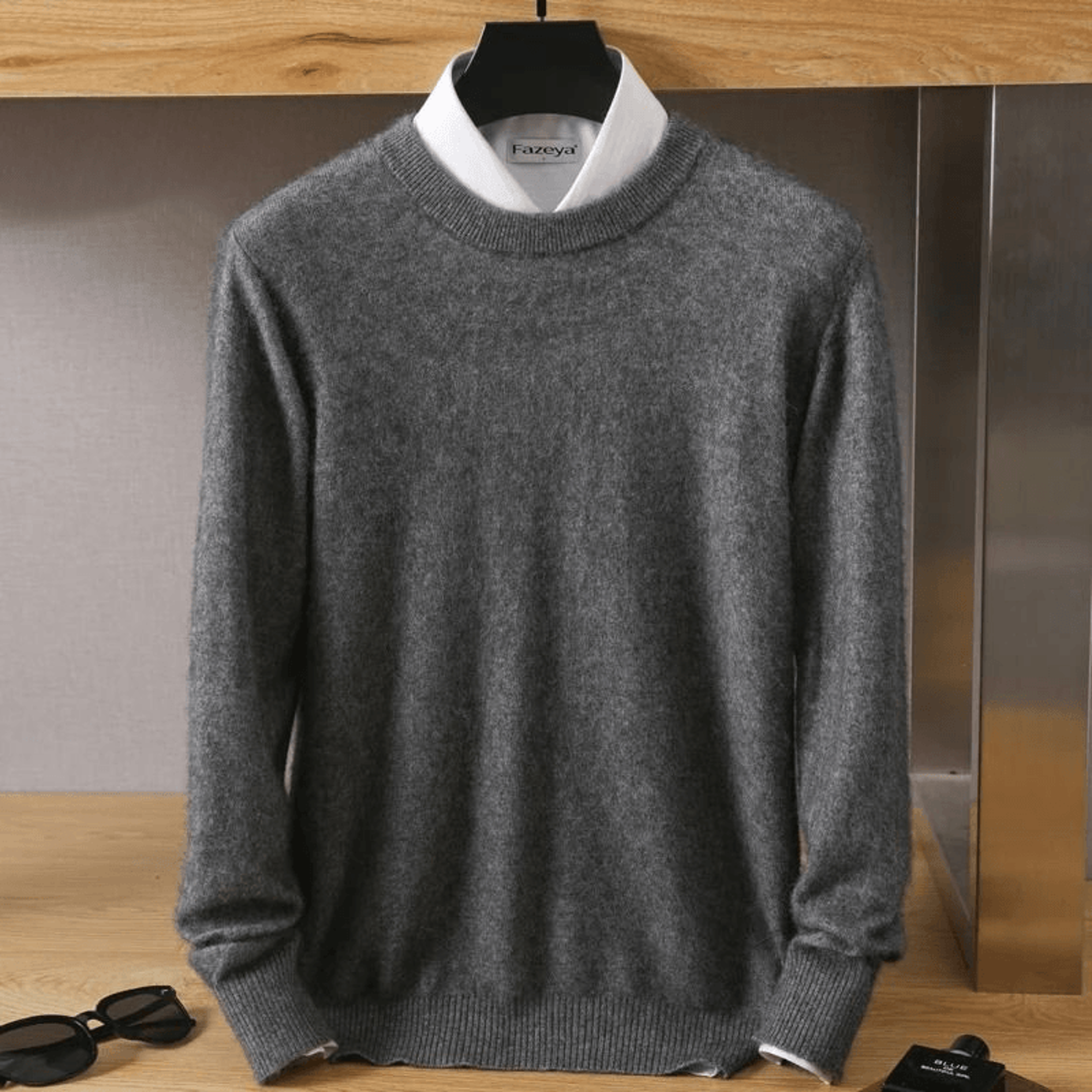Mens Pure Mink Cashmere Sweater O Neck Knit Pullover For Autumn And Winter 14