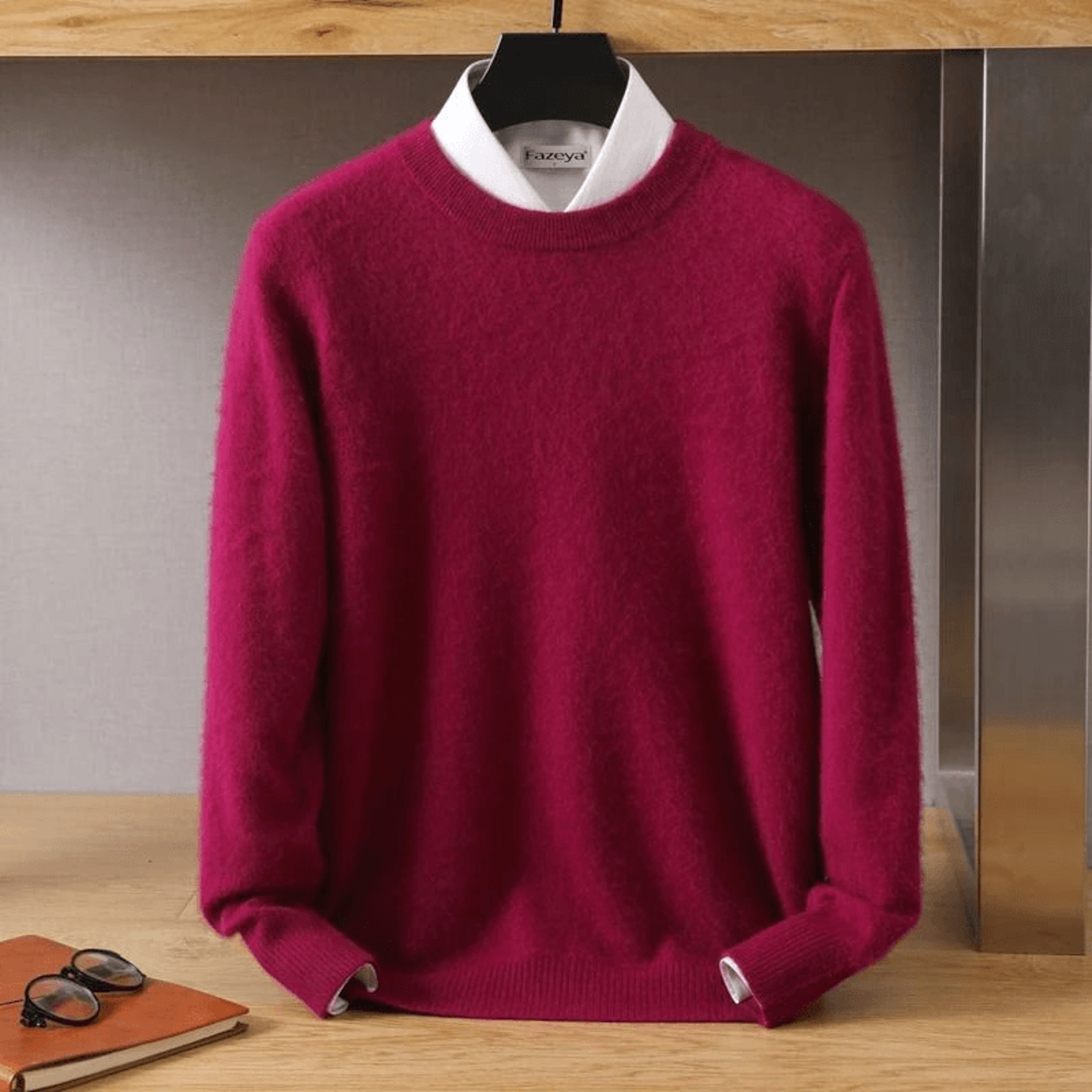 Mens Pure Mink Cashmere Sweater O Neck Knit Pullover For Autumn And Winter 24