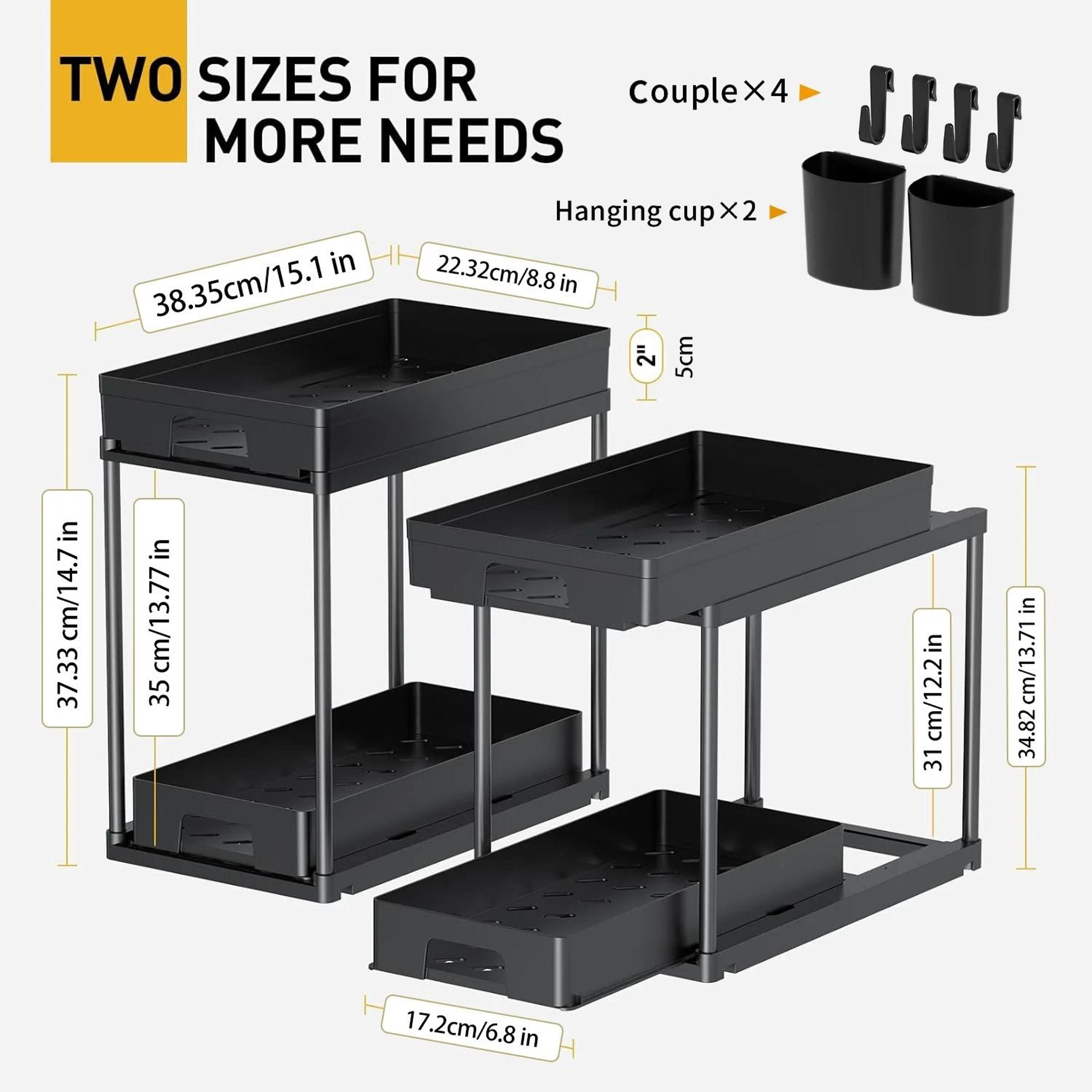 Expandable Under Sink Kitchen Organizer  MultiPurpose Storage 2Pack 1