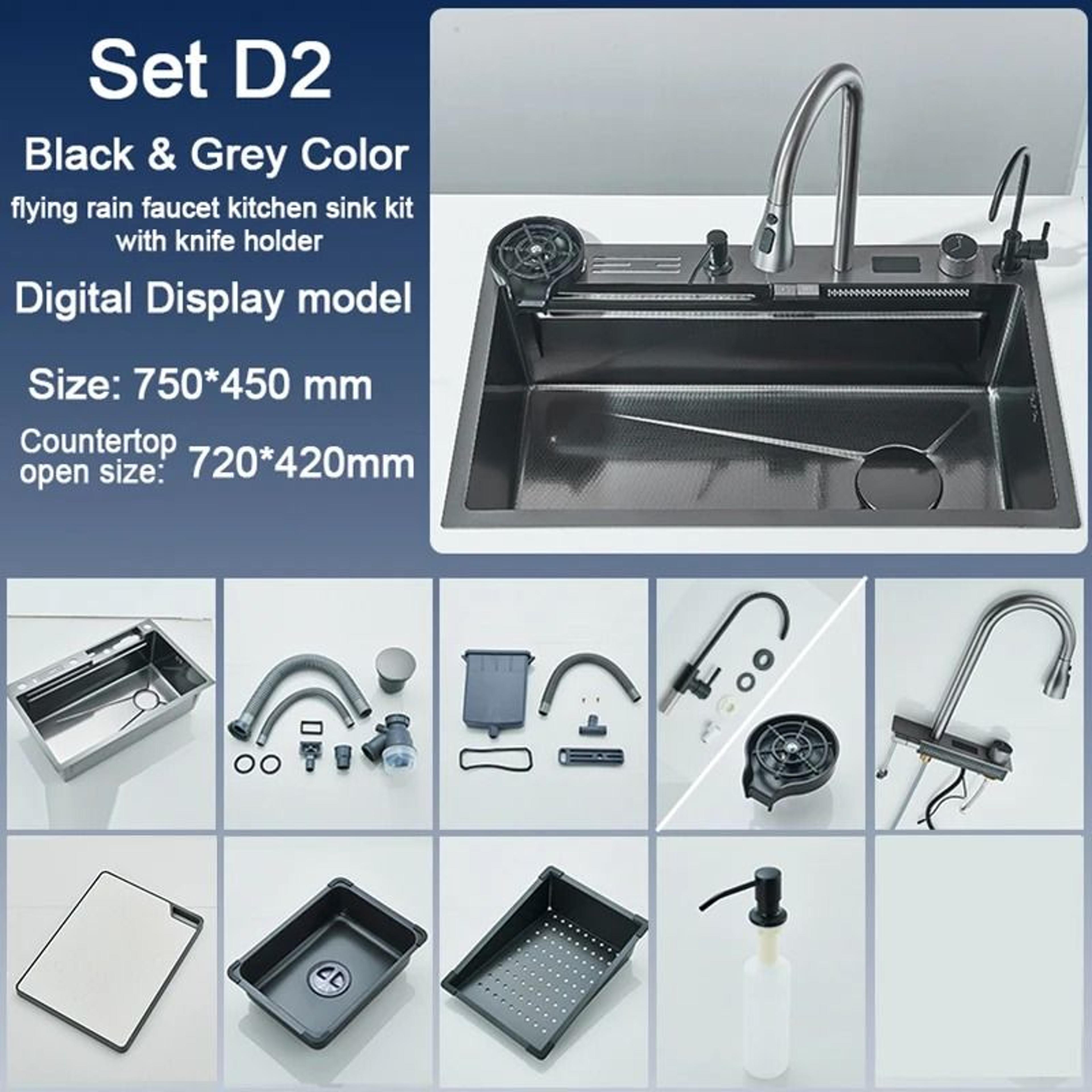 Stainless Steel Kitchen Sink  Large Single Bowl With Smart Digital Display 10