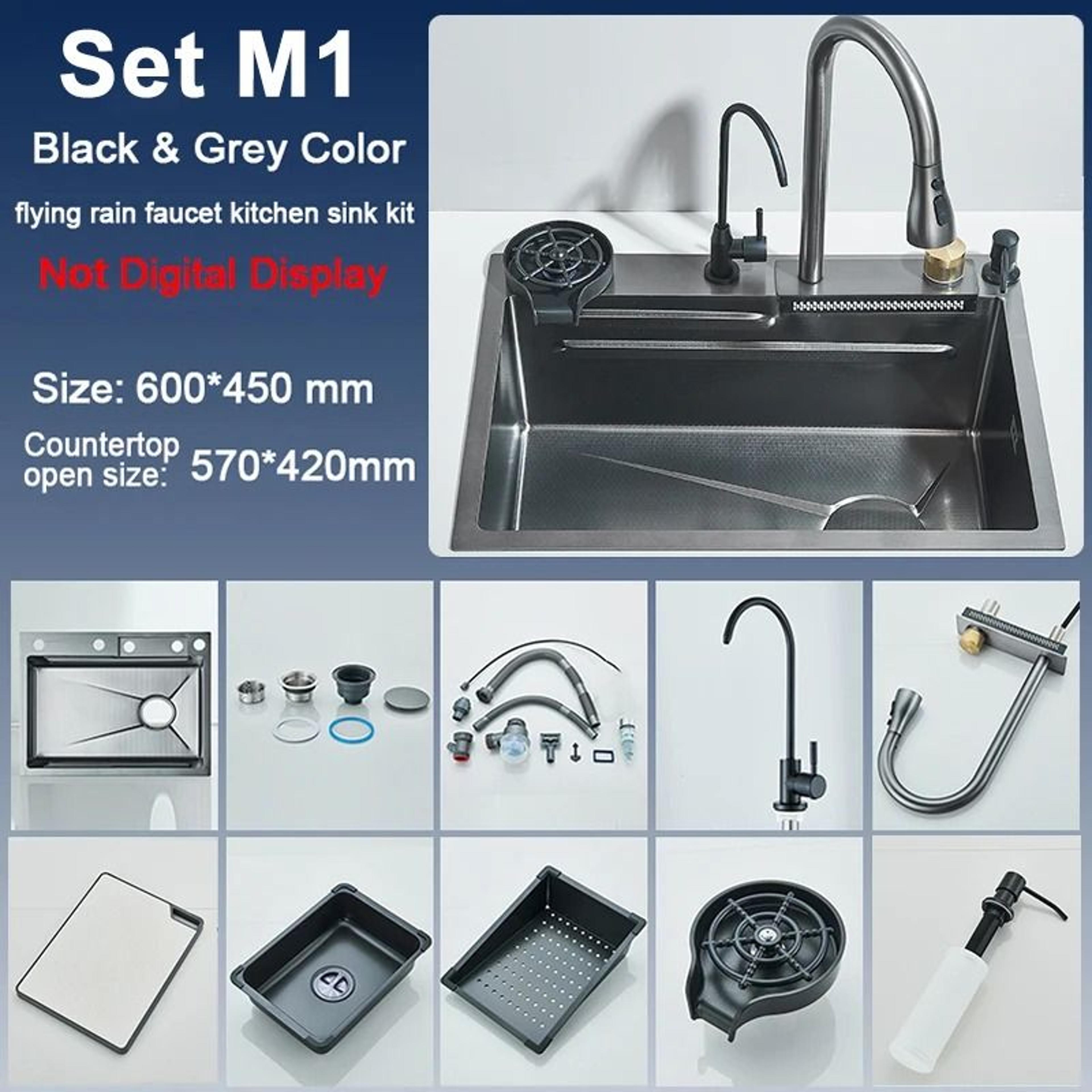 Stainless Steel Kitchen Sink  Large Single Bowl With Smart Digital Display 14