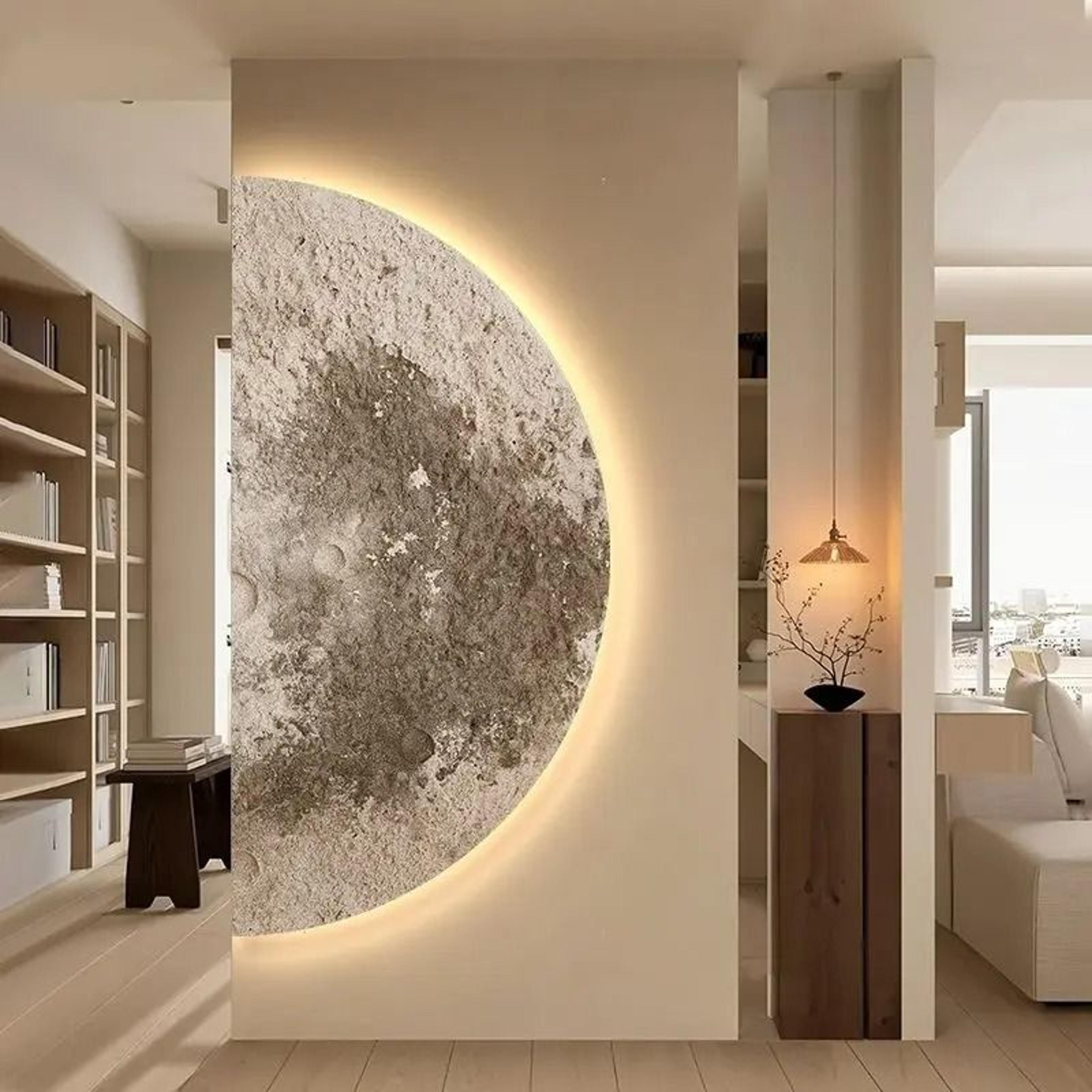 Creative LED Moon Wall Painting Lamp  Remote Control Minimalist Decor 3