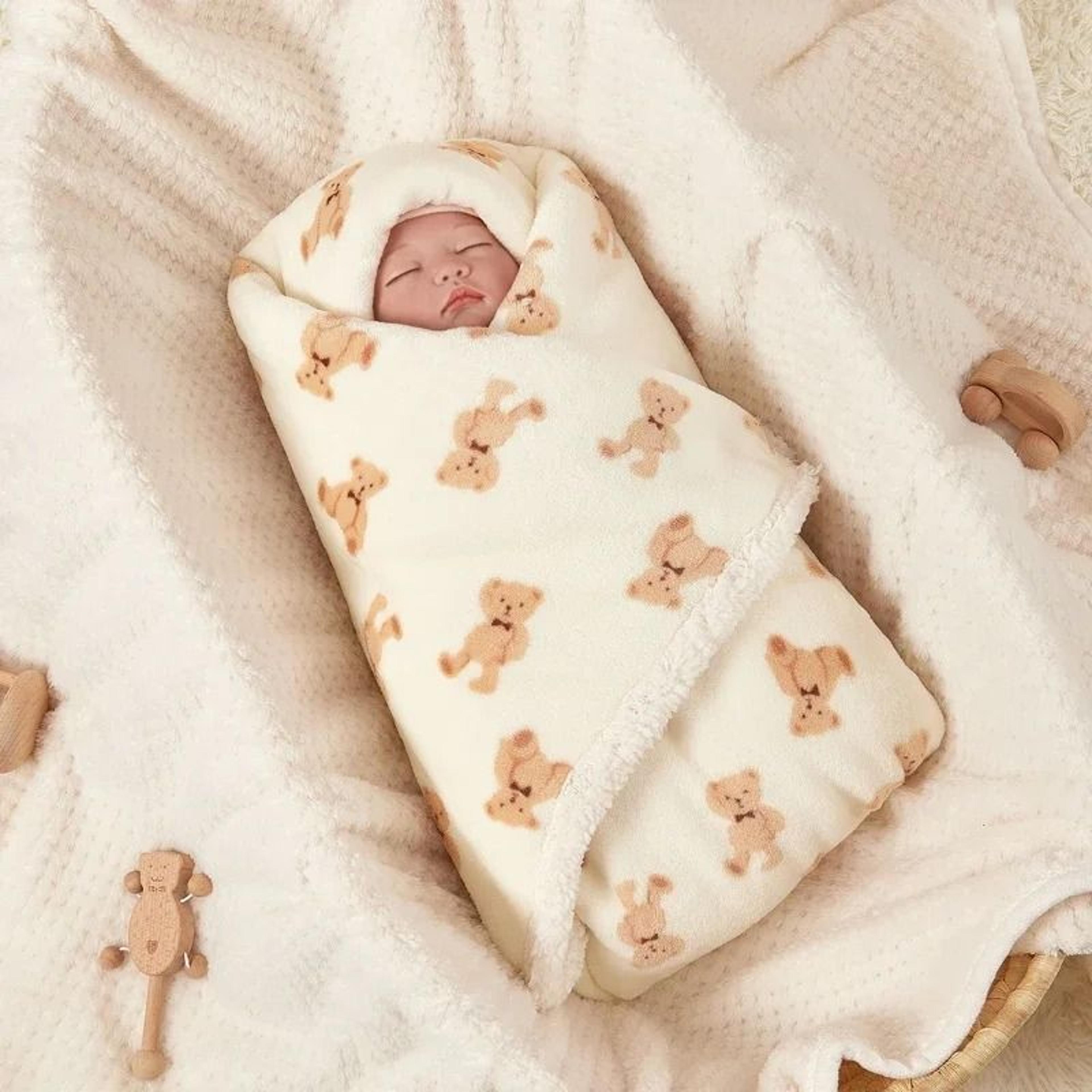 Ultimate Winter Baby Swaddle Wrap  UltraWarm Lamb Fleece  Flannel Quilt For Newborns 1