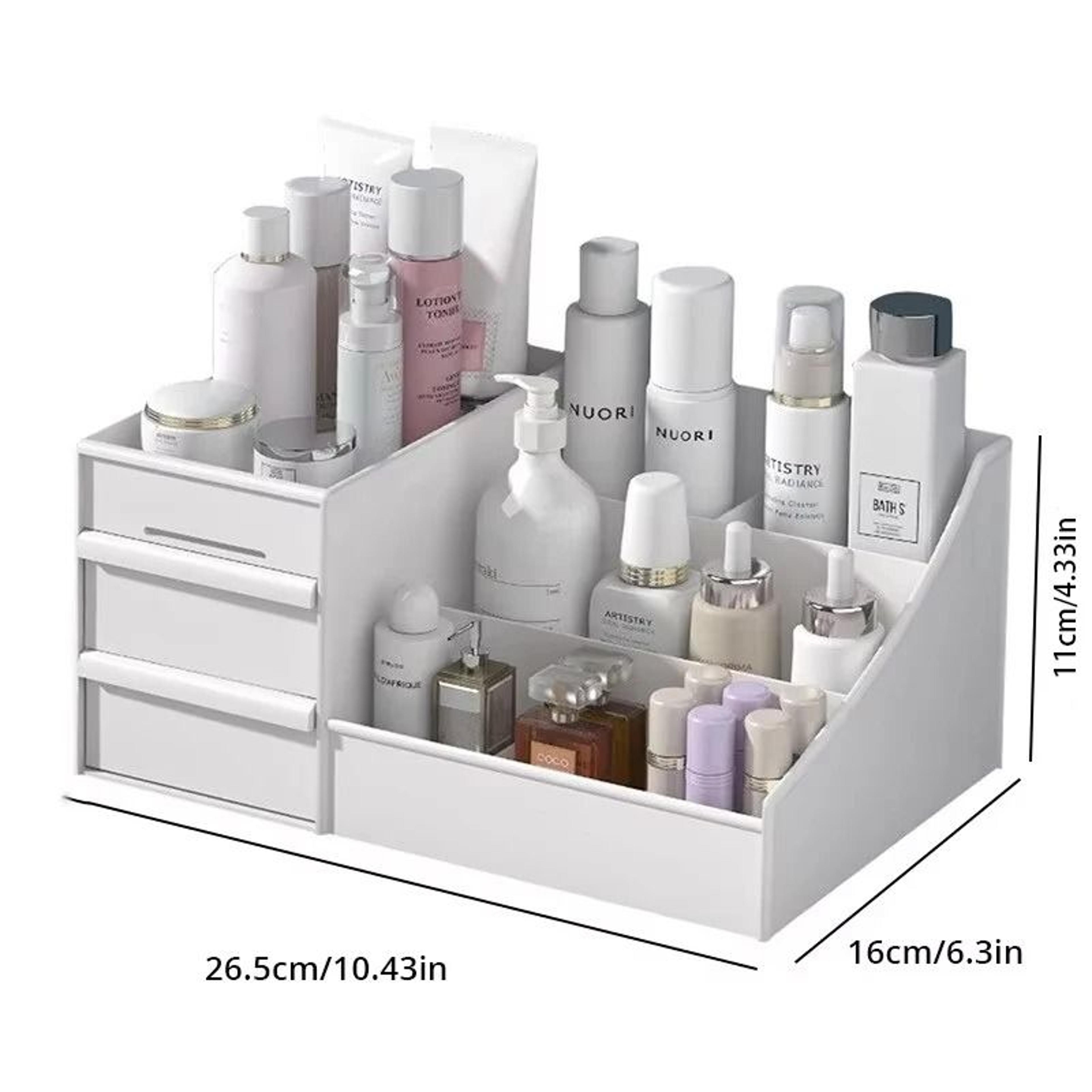 White MultiTier Drawer Makeup Storage Box  Desktop Cosmetics  Skin Care Organizer 6