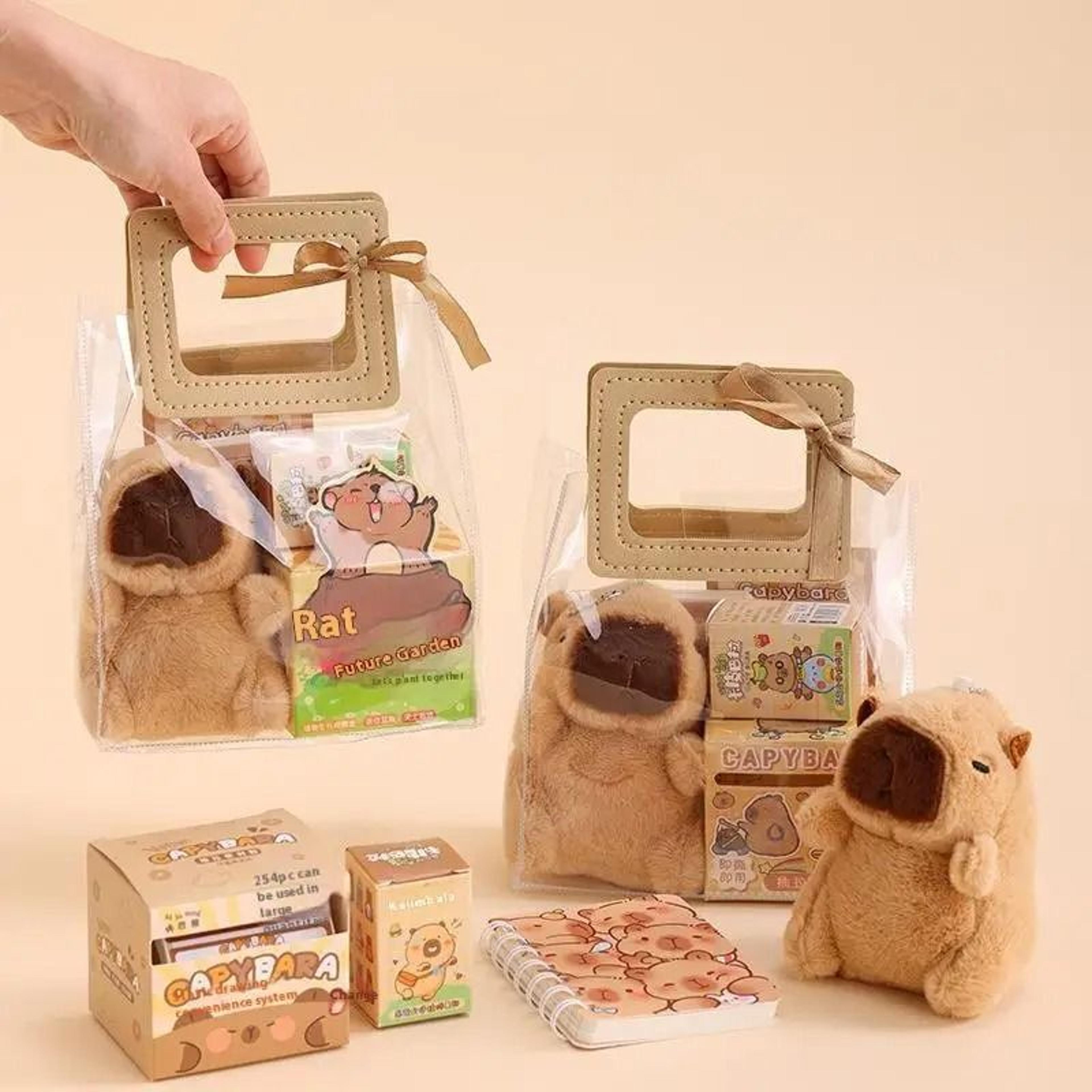 Kawaii Capybara Stationery Gift Set  Handbag Edition With Plush Pendants  Notebook 1