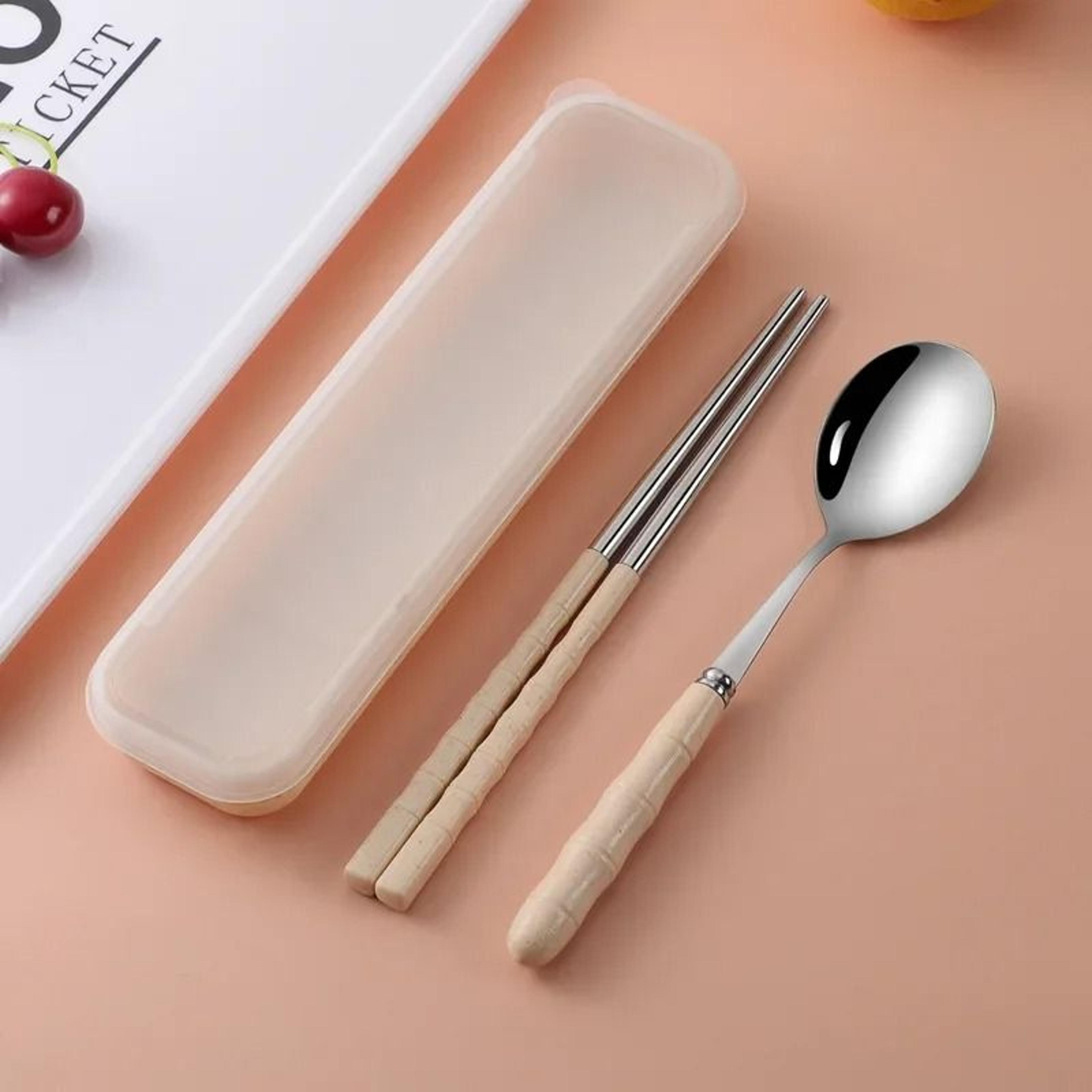 Wheat Straw Portable Cutlery Set  EcoFriendly Reusable Travel Tableware 2